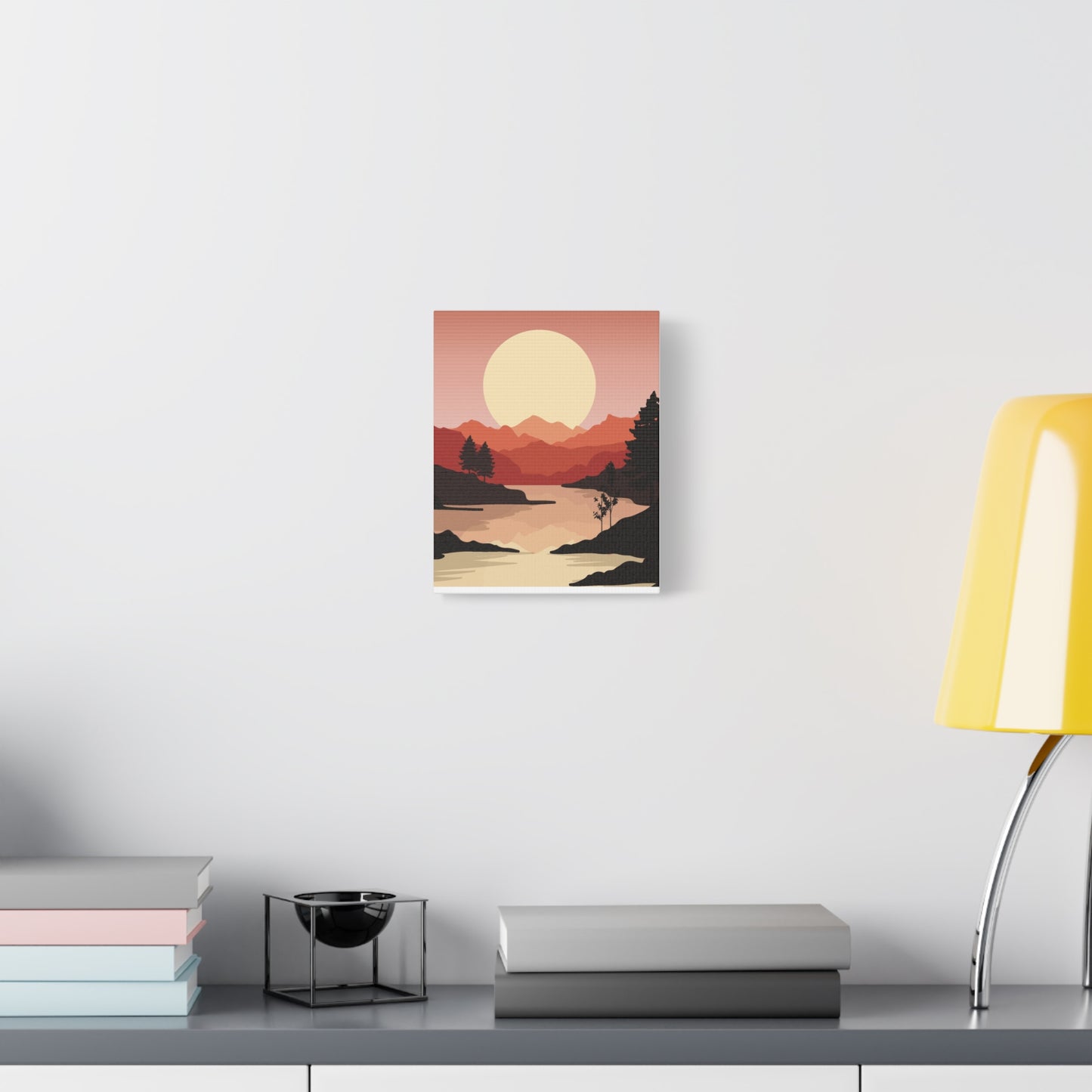 Minimal Mountain Outline Canvas, Stretched Matte, Single-Peak Trail Art | Mountaincore