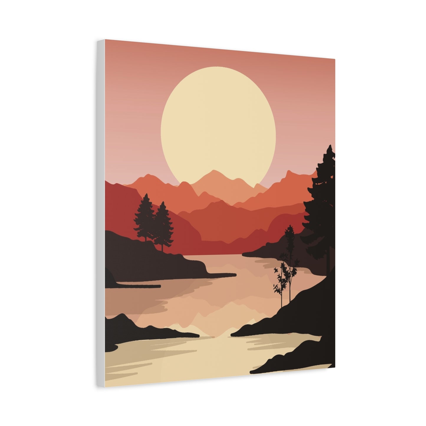 Minimal Mountain Outline Canvas, Stretched Matte, Single-Peak Trail Art | Mountaincore