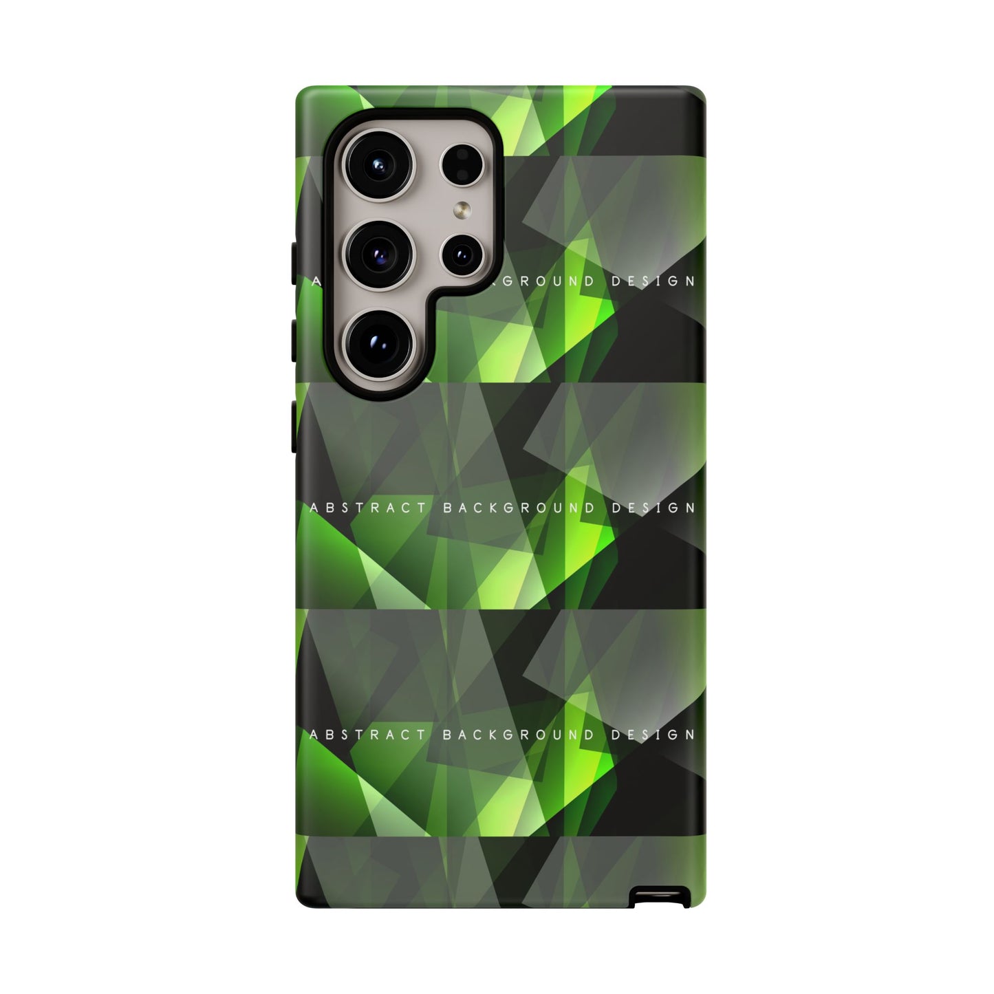 Green Geometric Phone Case — Abstract Triangular Pattern Tough Case