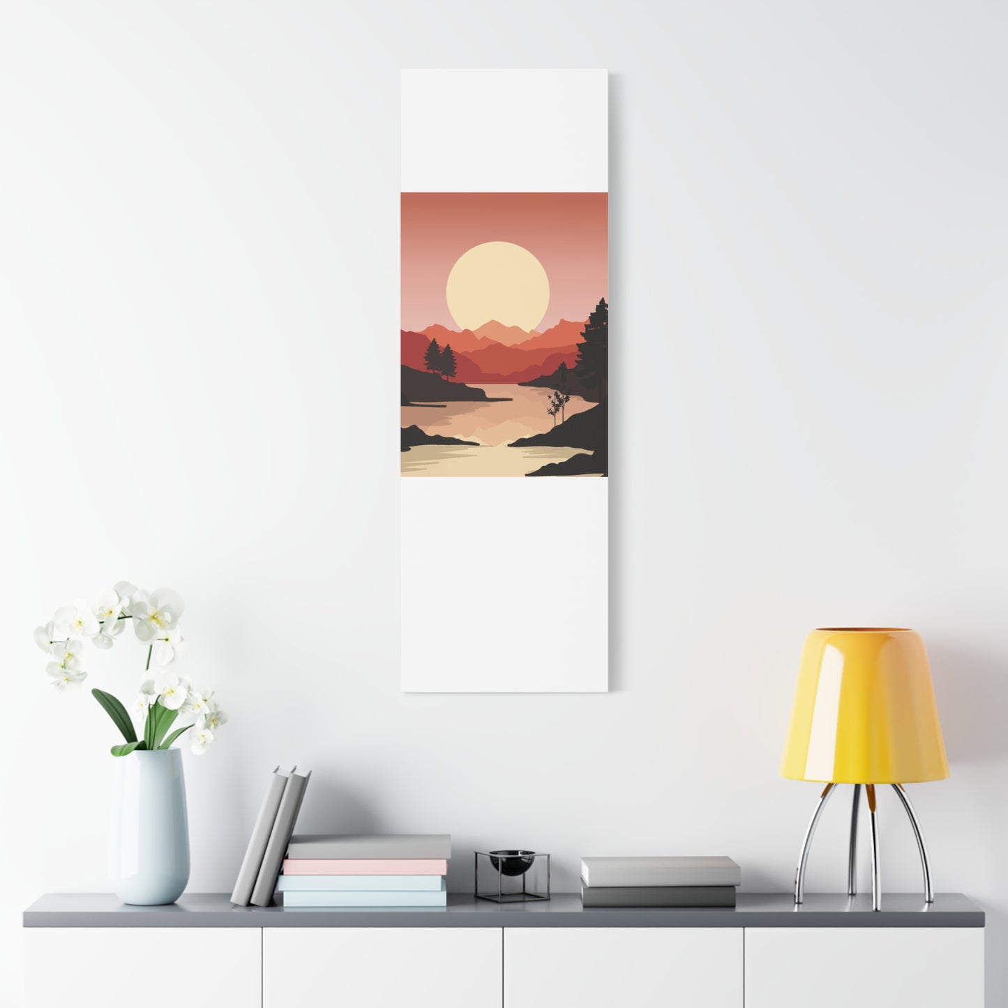Minimal Mountain Outline Canvas, Stretched Matte, Single-Peak Trail Art | Mountaincore