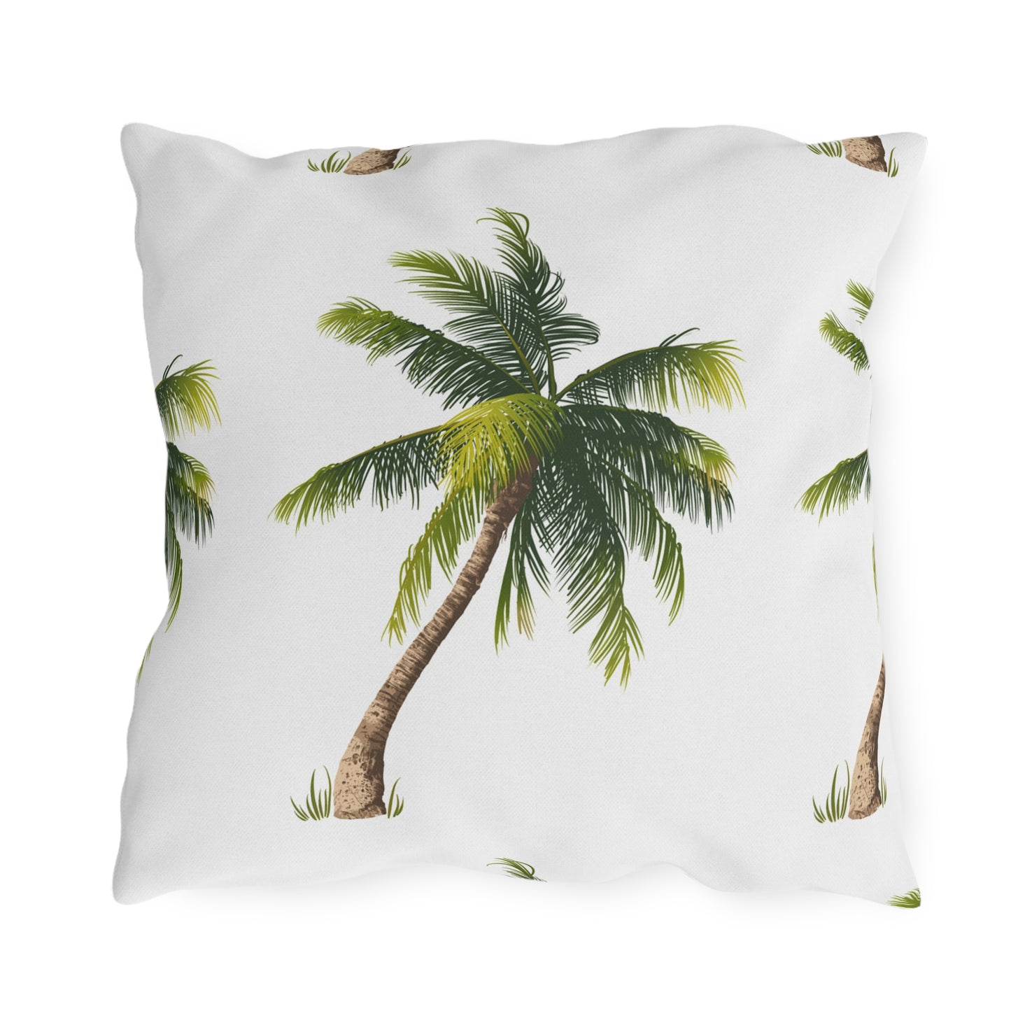 Palm Tree Pattern Outdoor Pillow | Tropical Coastal Patio Cushion