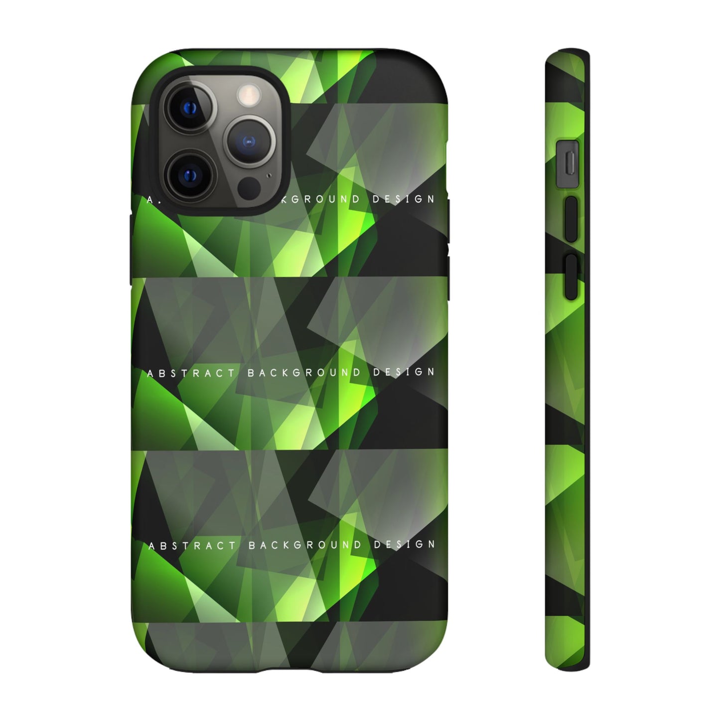 Green Geometric Phone Case — Abstract Triangular Pattern Tough Case