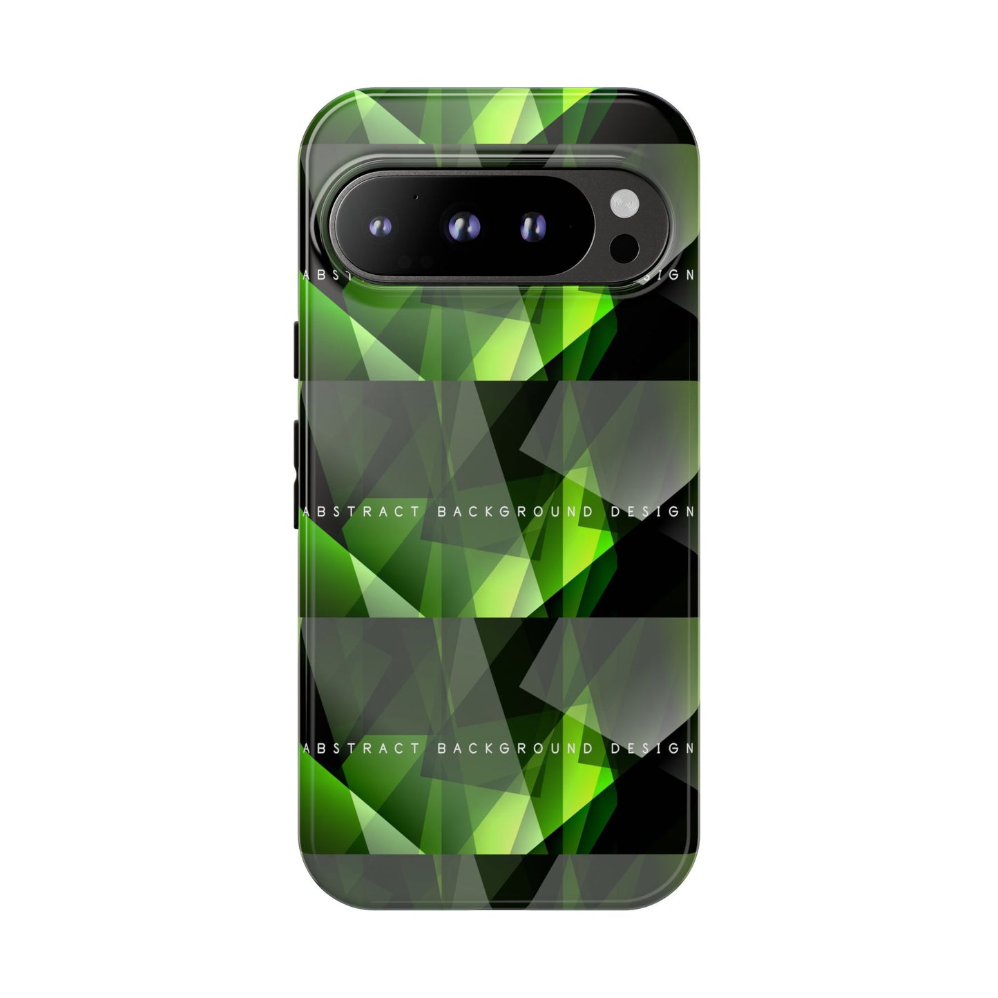 Green Geometric Phone Case — Abstract Triangular Pattern Tough Case