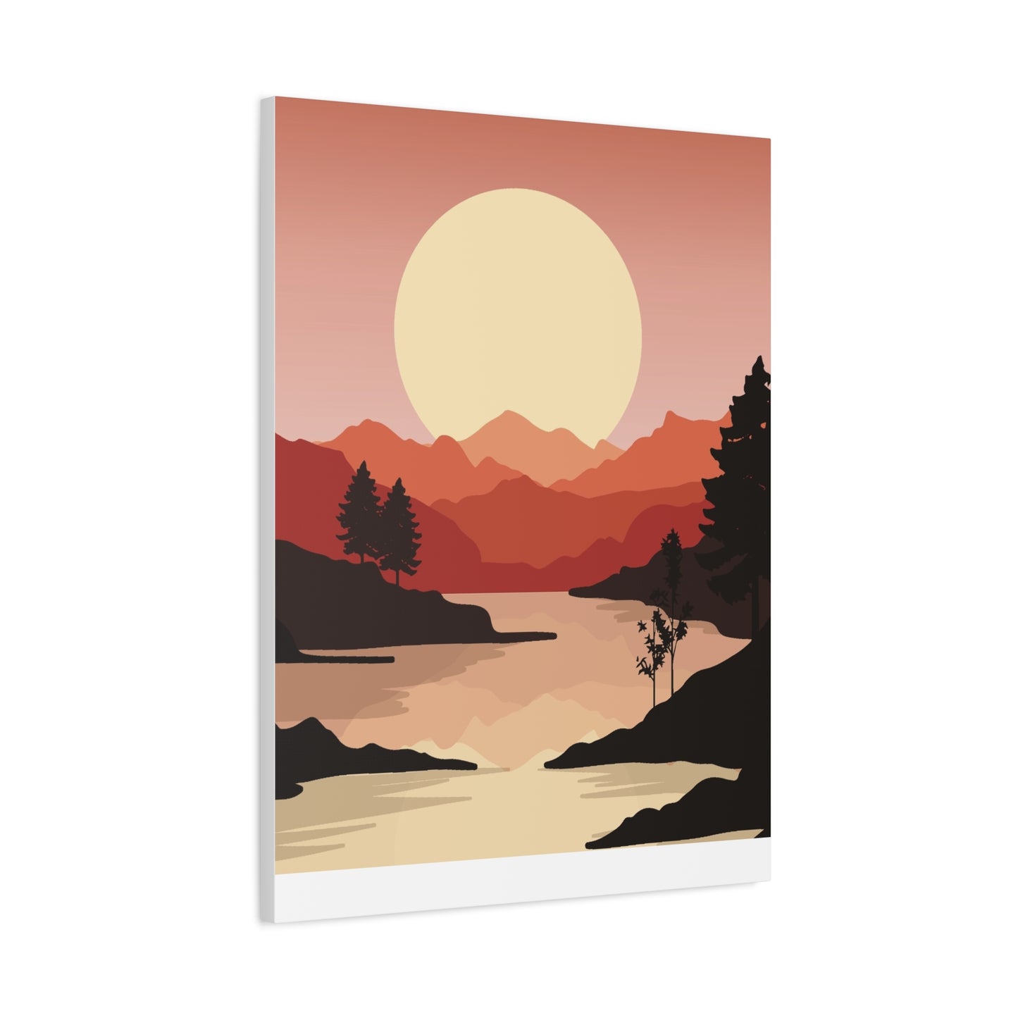 Minimal Mountain Outline Canvas, Stretched Matte, Single-Peak Trail Art | Mountaincore