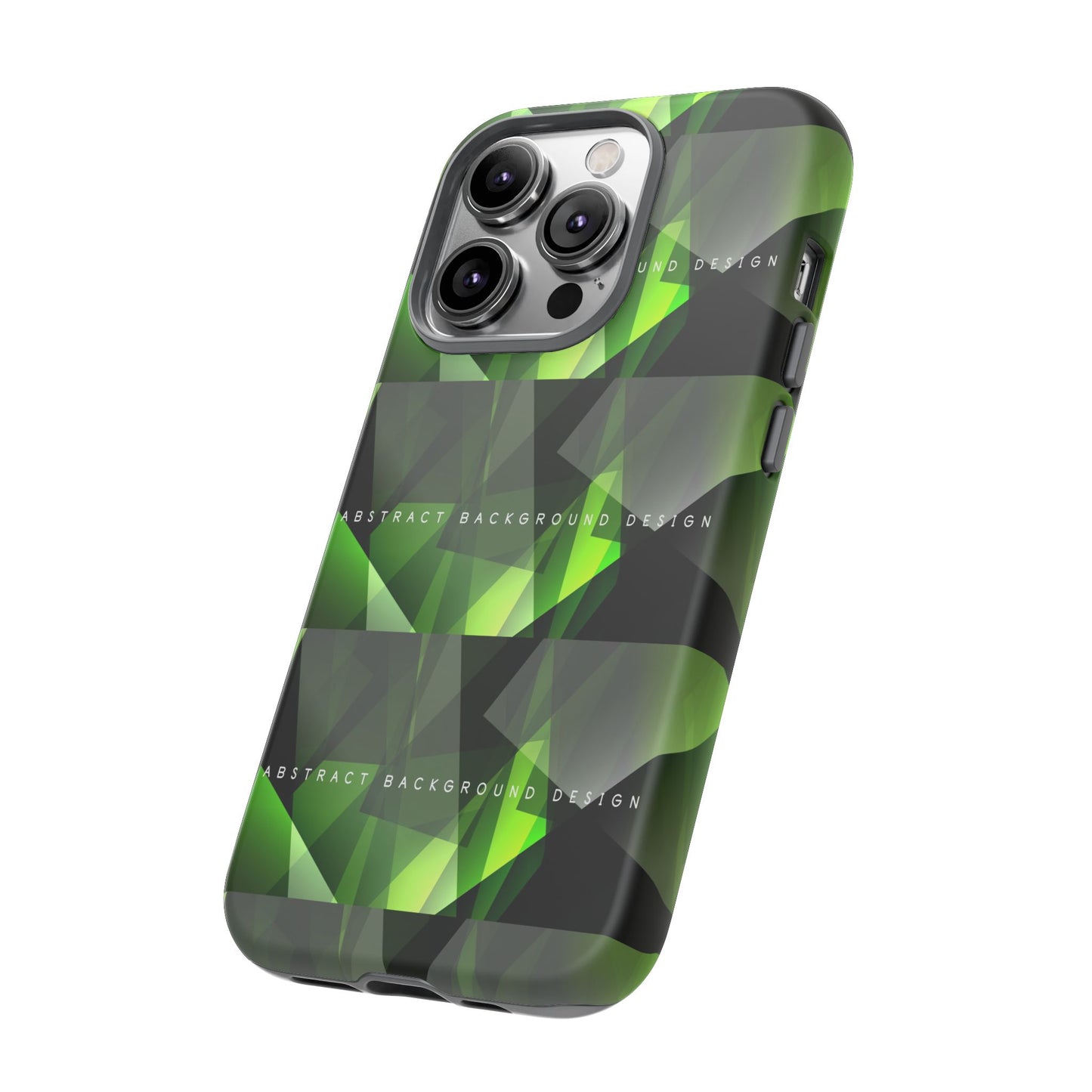 Green Geometric Phone Case — Abstract Triangular Pattern Tough Case