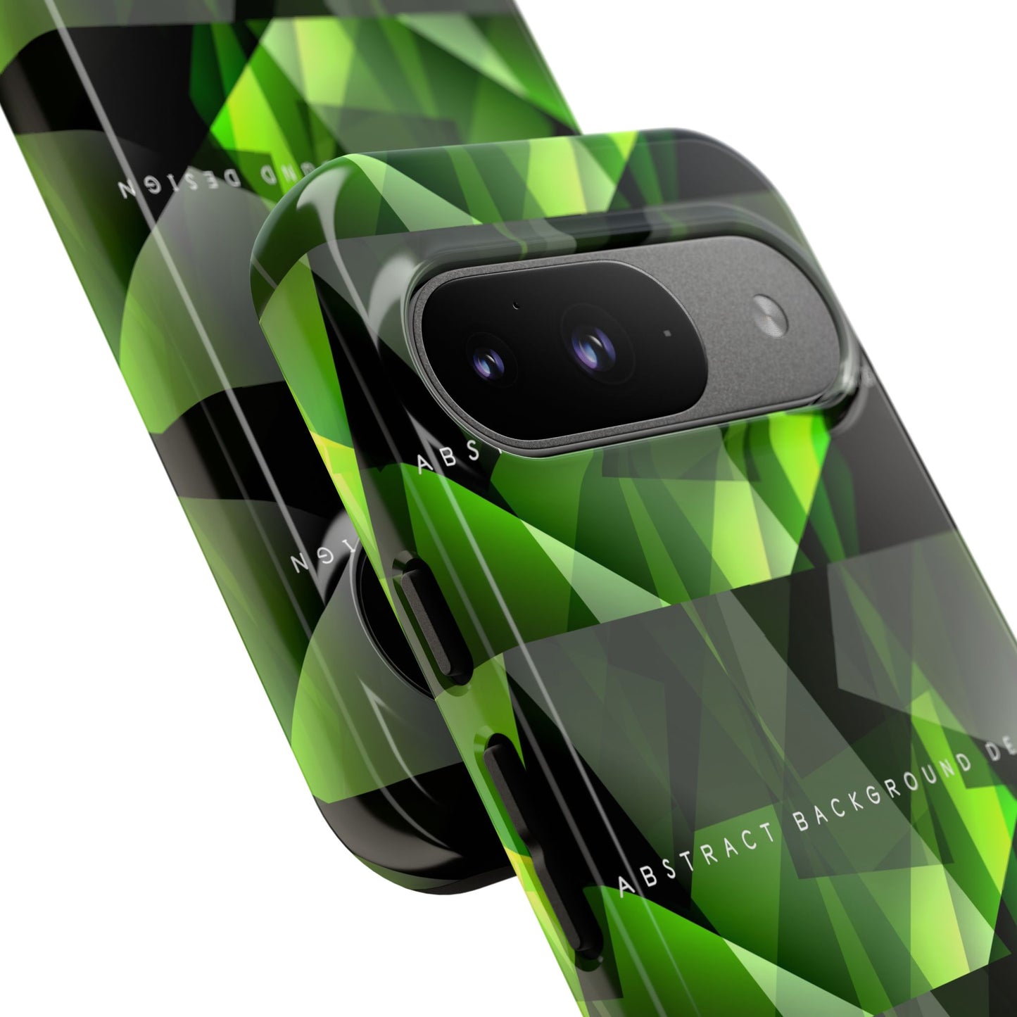 Green Geometric Phone Case — Abstract Triangular Pattern Tough Case