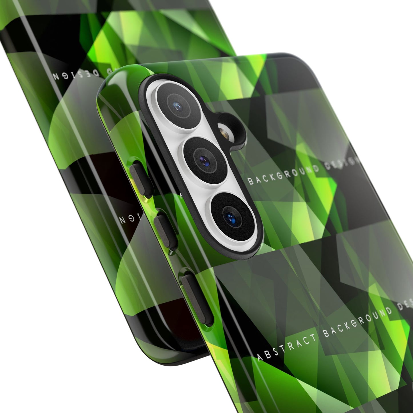 Green Geometric Phone Case — Abstract Triangular Pattern Tough Case