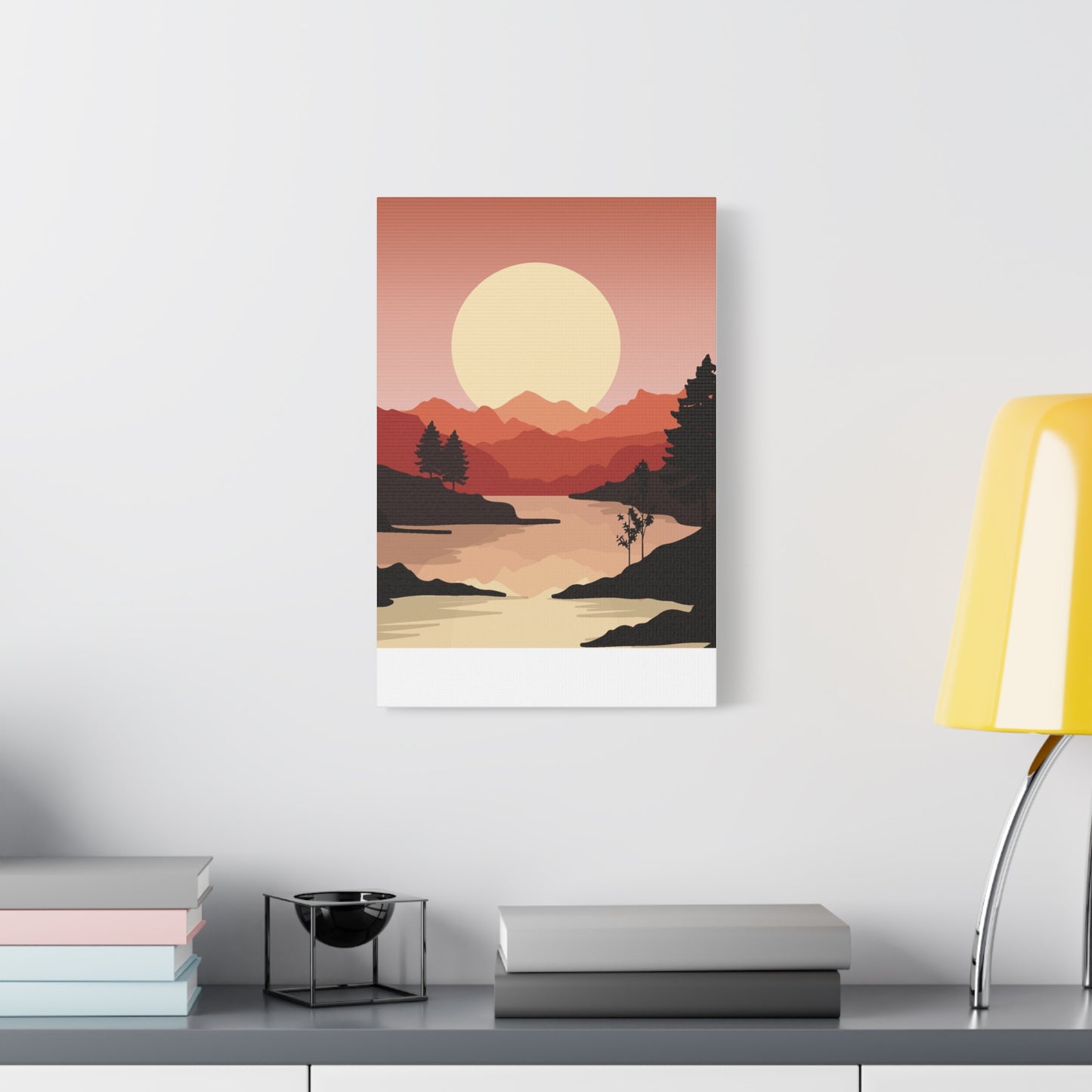 Minimal Mountain Outline Canvas, Stretched Matte, Single-Peak Trail Art | Mountaincore