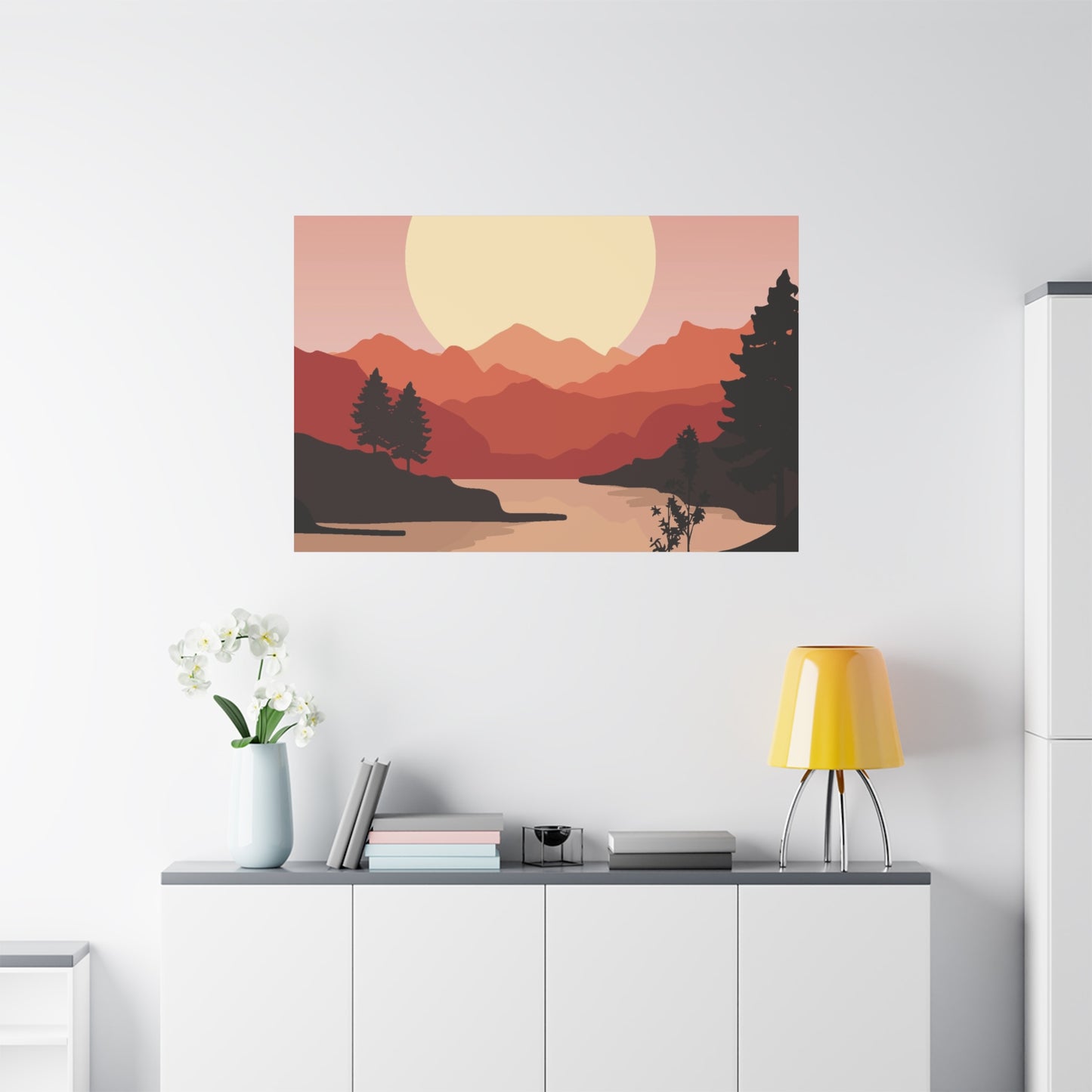 Minimal Mountain Outline Canvas, Stretched Matte, Single-Peak Trail Art | Mountaincore