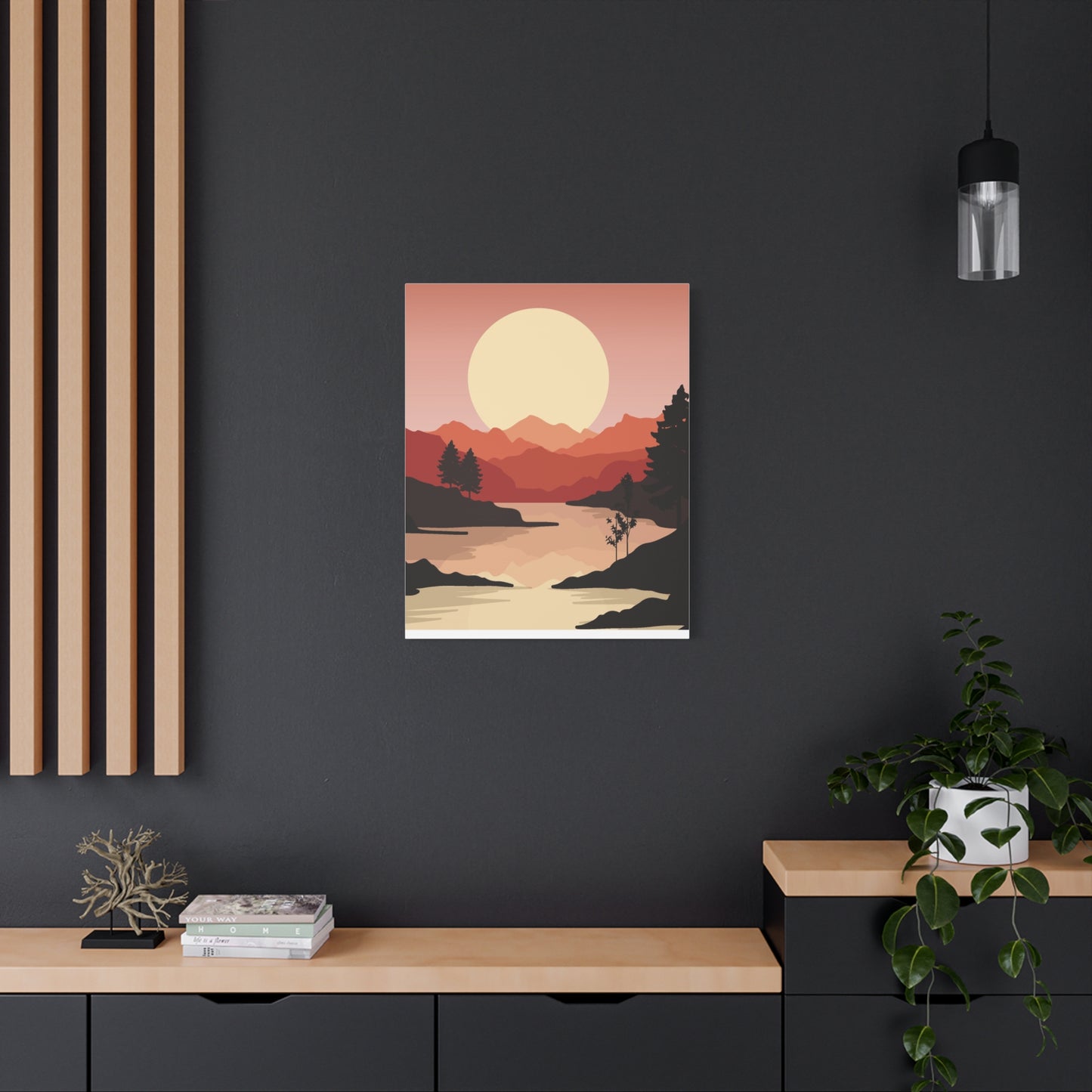 Minimal Mountain Outline Canvas, Stretched Matte, Single-Peak Trail Art | Mountaincore
