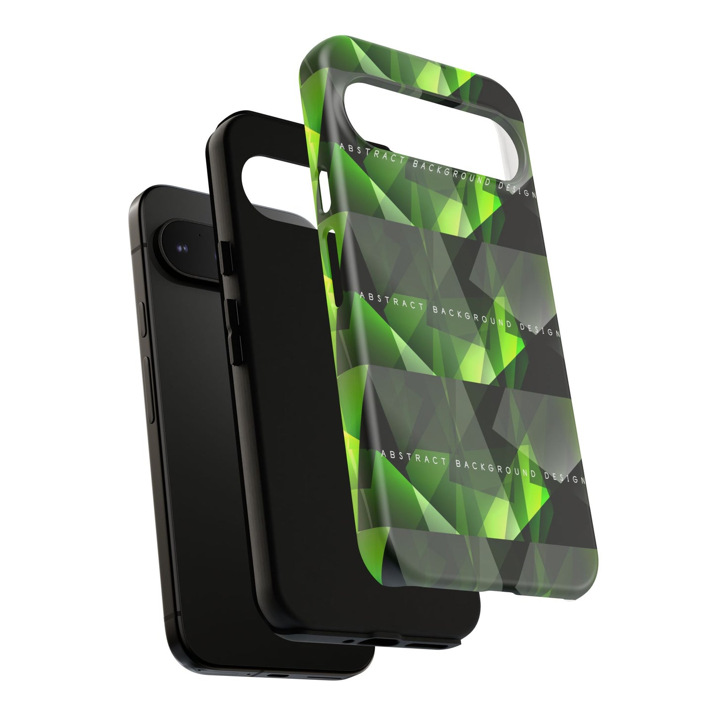Green Geometric Phone Case — Abstract Triangular Pattern Tough Case