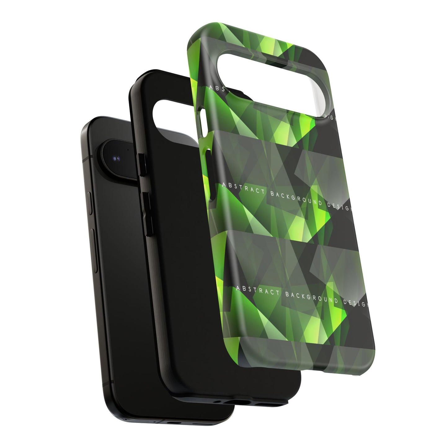 Green Geometric Phone Case — Abstract Triangular Pattern Tough Case
