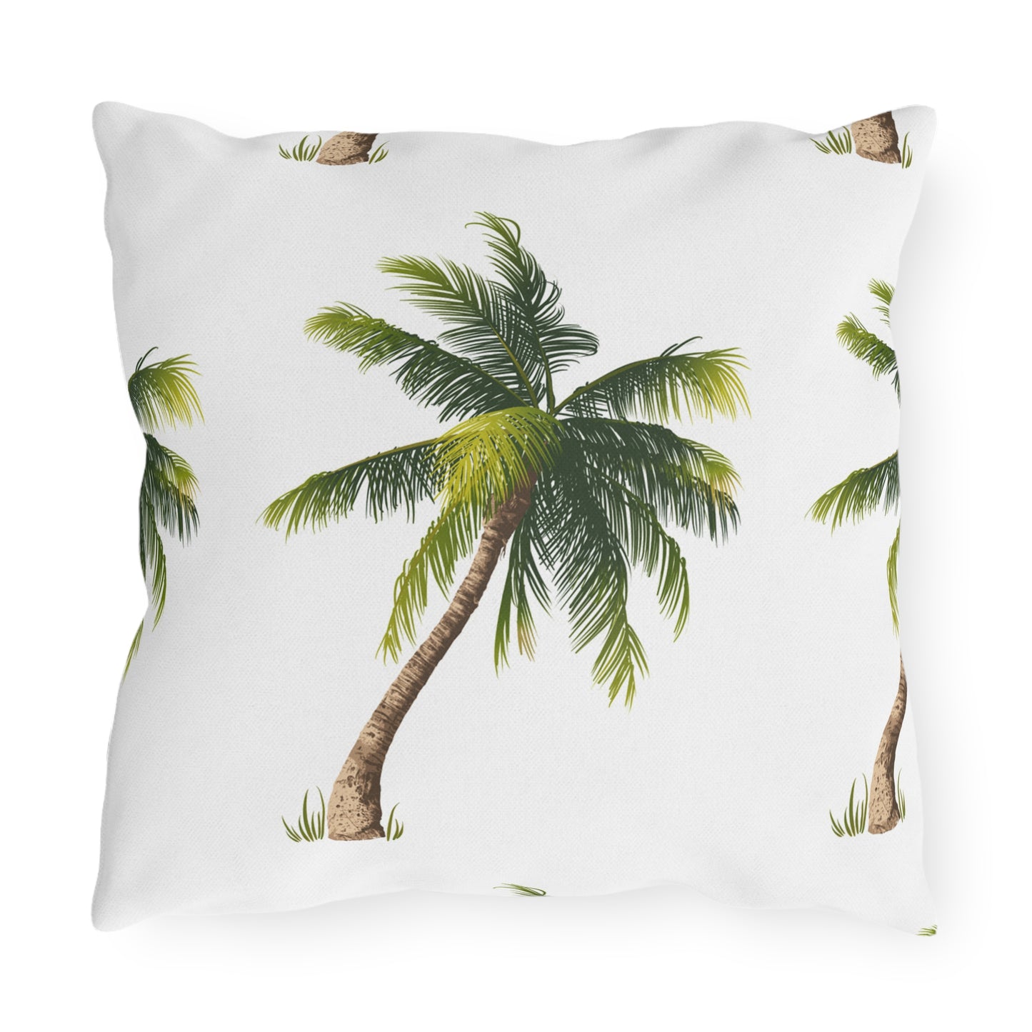 Palm Tree Pattern Outdoor Pillow | Tropical Coastal Patio Cushion