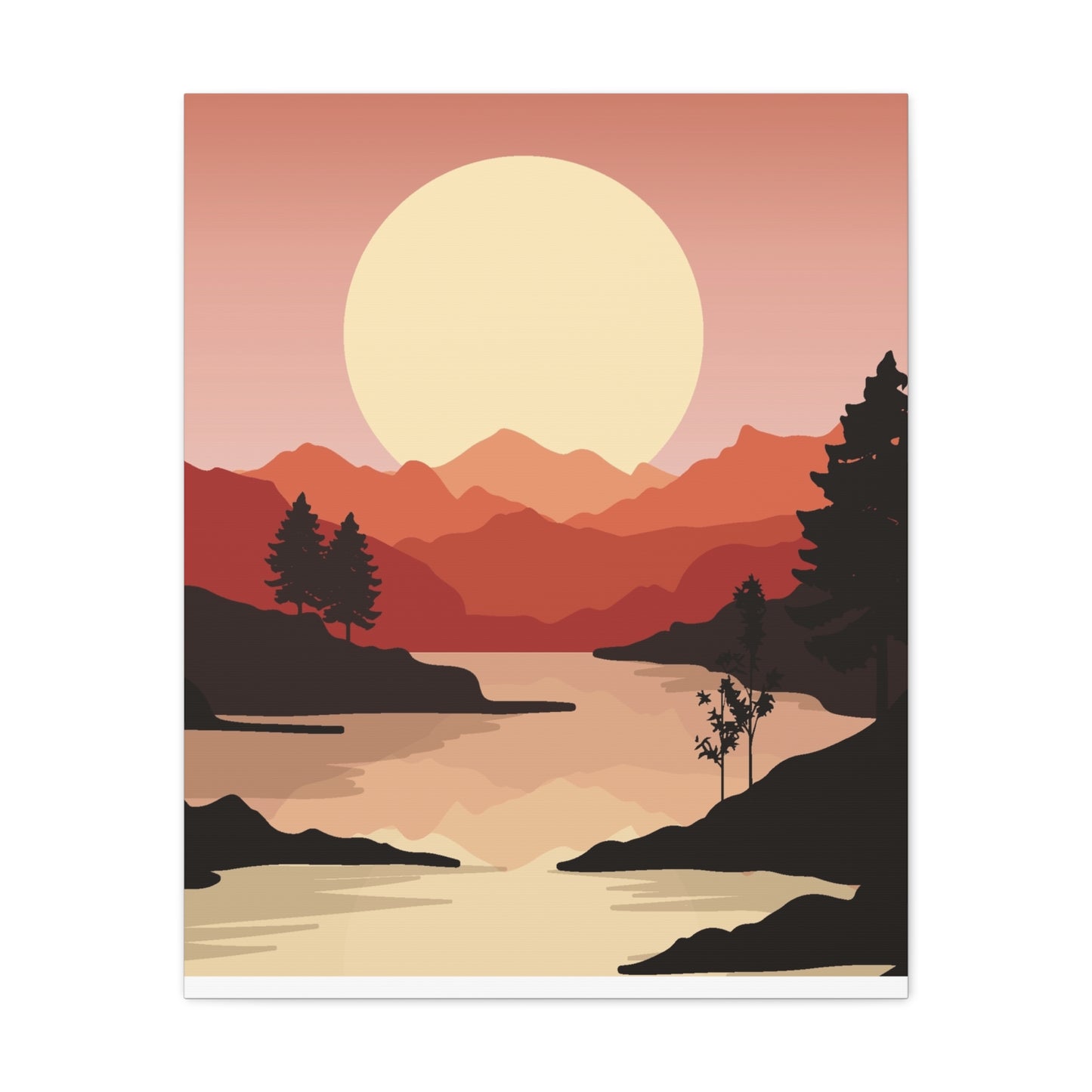 Minimal Mountain Outline Canvas, Stretched Matte, Single-Peak Trail Art | Mountaincore
