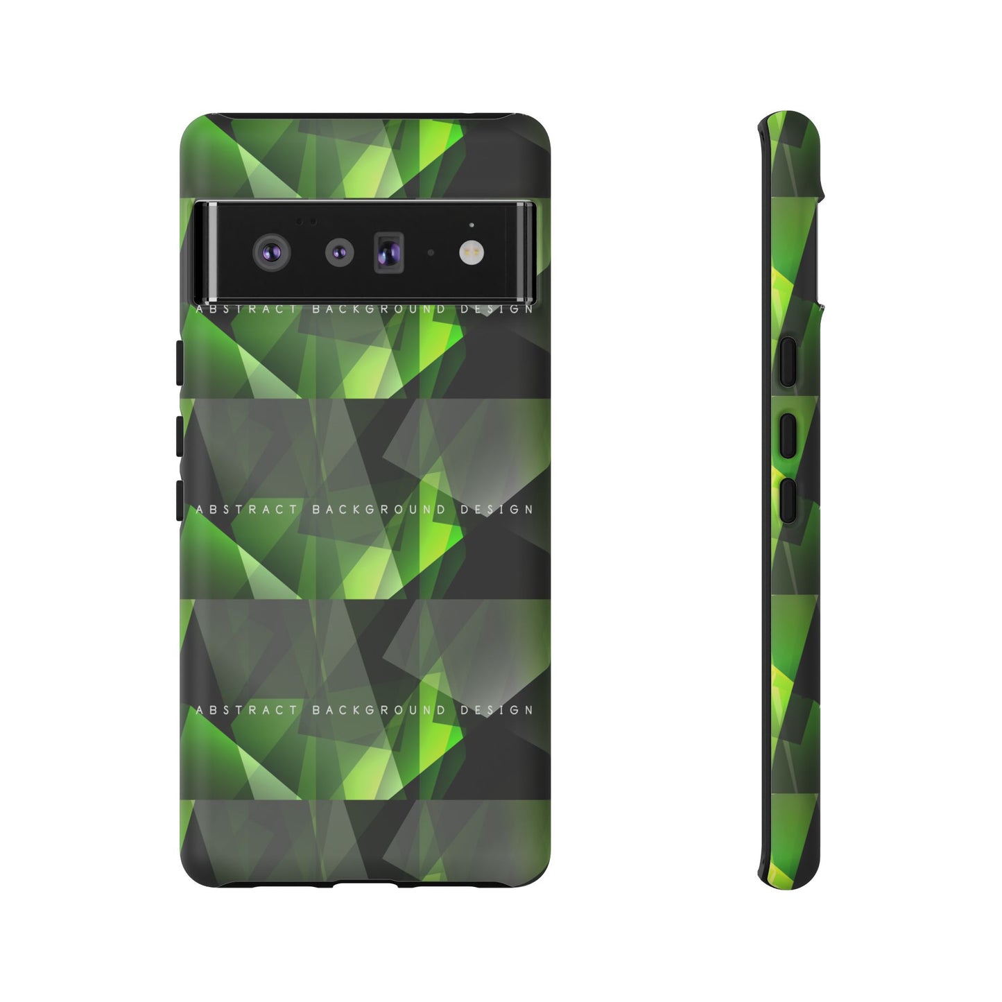 Green Geometric Phone Case — Abstract Triangular Pattern Tough Case