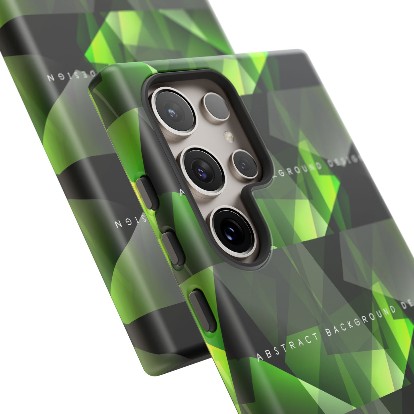 Green Geometric Phone Case — Abstract Triangular Pattern Tough Case