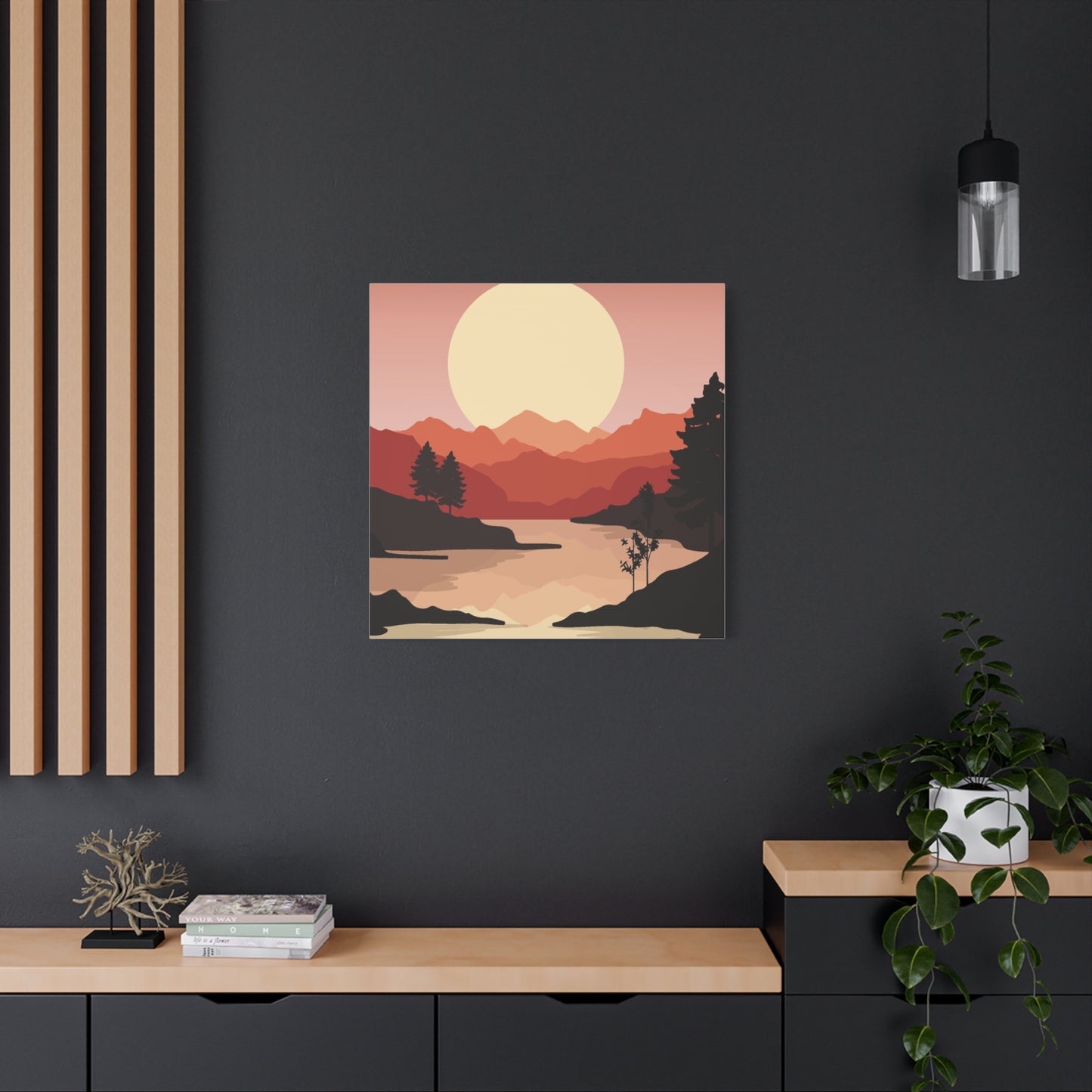 Minimal Mountain Outline Canvas, Stretched Matte, Single-Peak Trail Art | Mountaincore