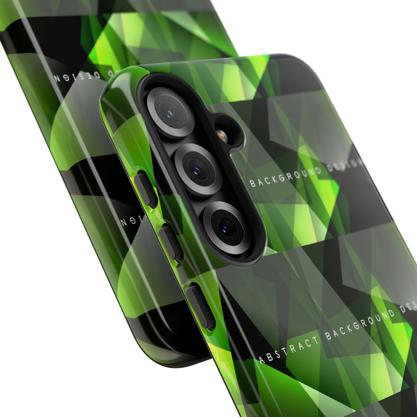 Green Geometric Phone Case — Abstract Triangular Pattern Tough Case