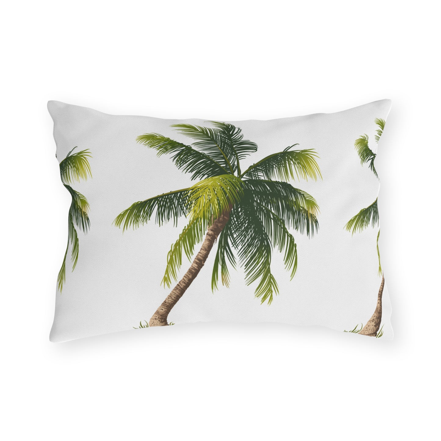 Palm Tree Pattern Outdoor Pillow | Tropical Coastal Patio Cushion