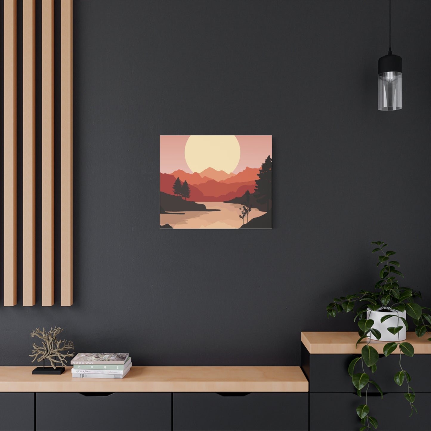 Minimal Mountain Outline Canvas, Stretched Matte, Single-Peak Trail Art | Mountaincore
