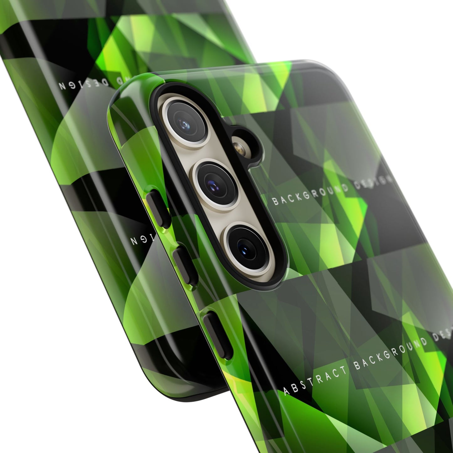 Green Geometric Phone Case — Abstract Triangular Pattern Tough Case