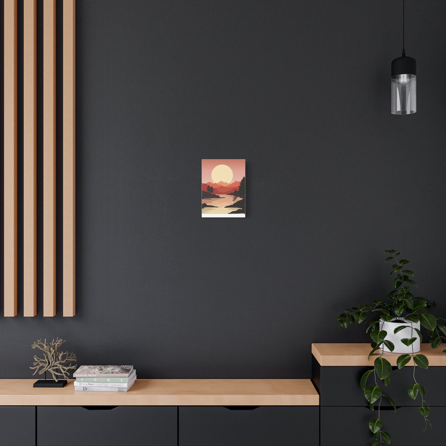 Minimal Mountain Outline Canvas, Stretched Matte, Single-Peak Trail Art | Mountaincore