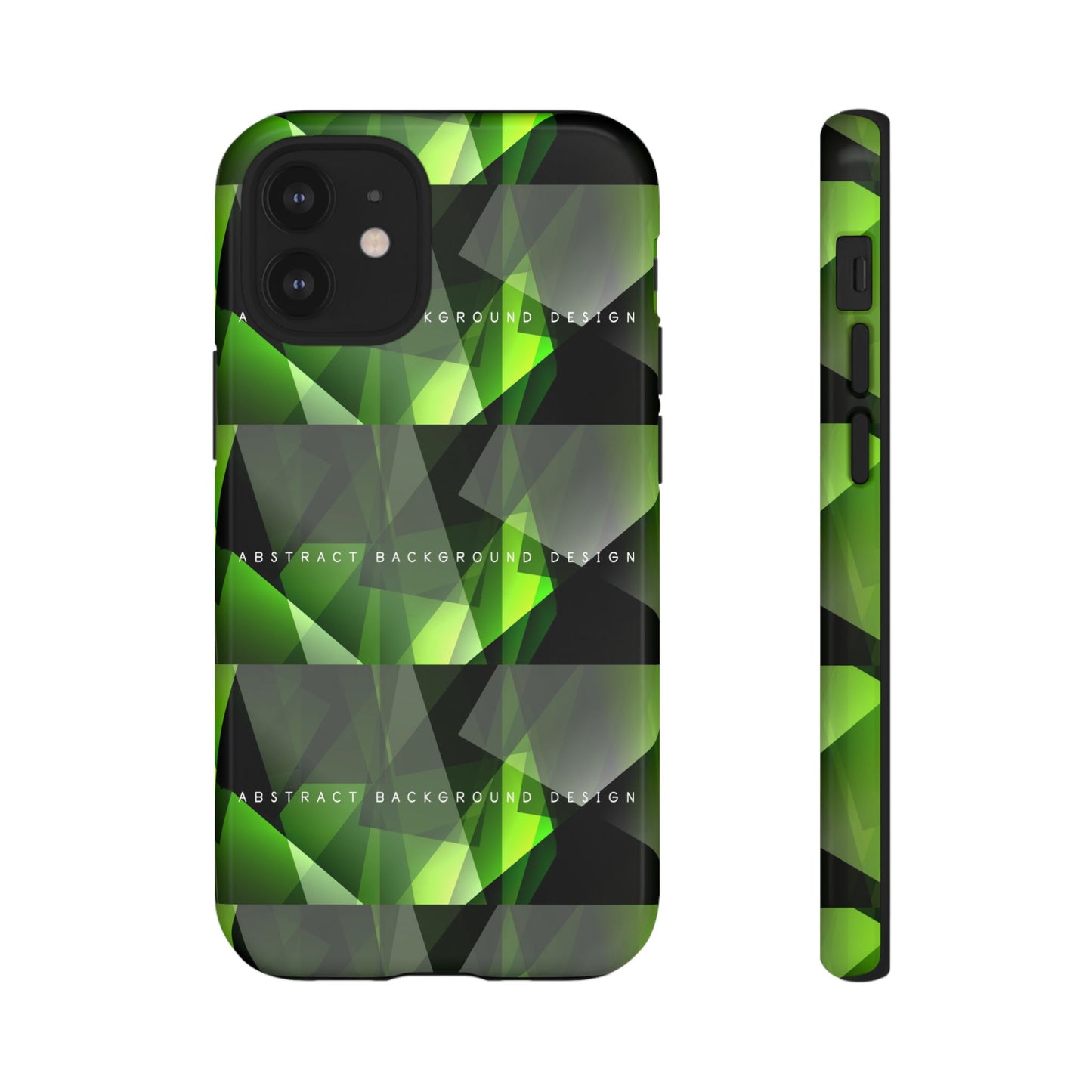 Green Geometric Phone Case — Abstract Triangular Pattern Tough Case