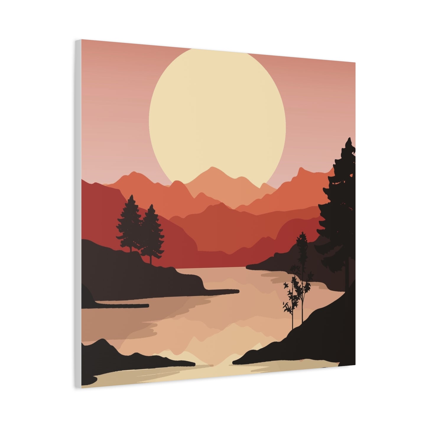Minimal Mountain Outline Canvas, Stretched Matte, Single-Peak Trail Art | Mountaincore