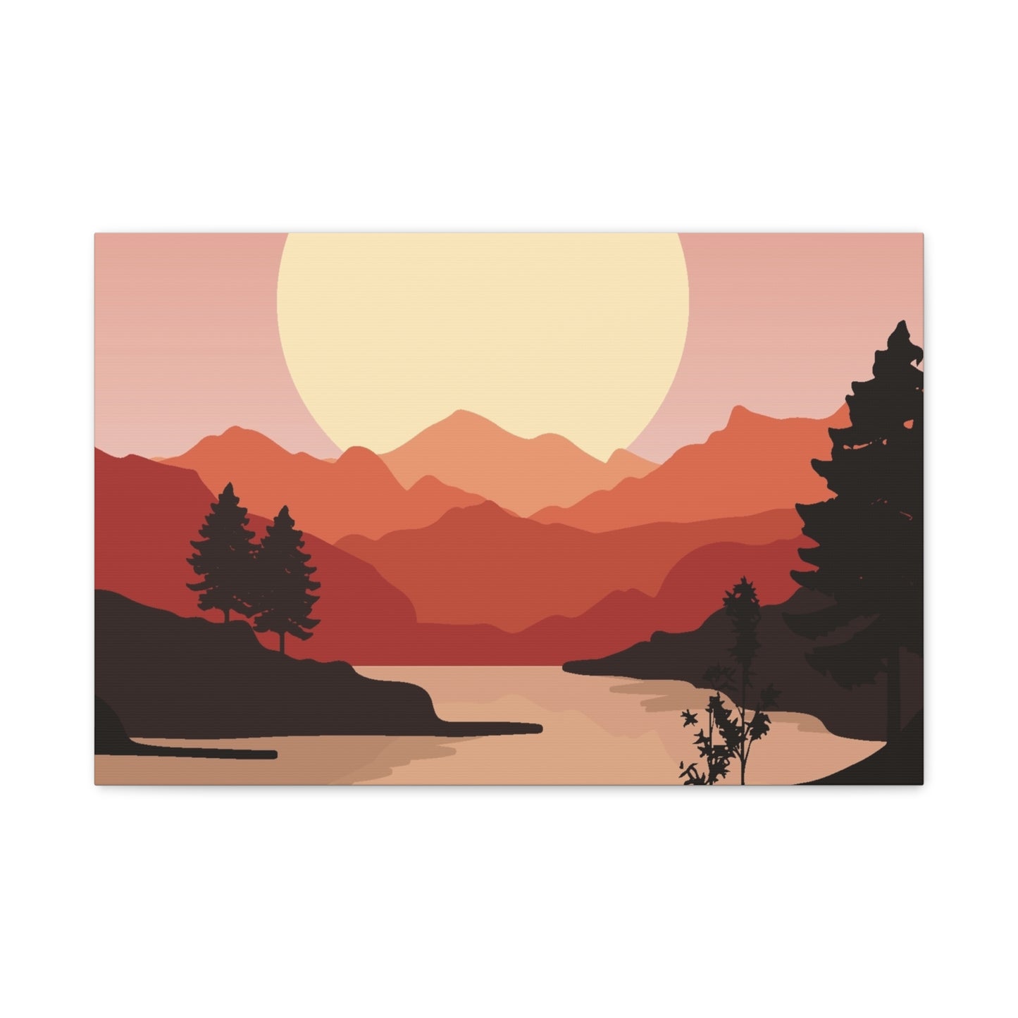 Minimal Mountain Outline Canvas, Stretched Matte, Single-Peak Trail Art | Mountaincore