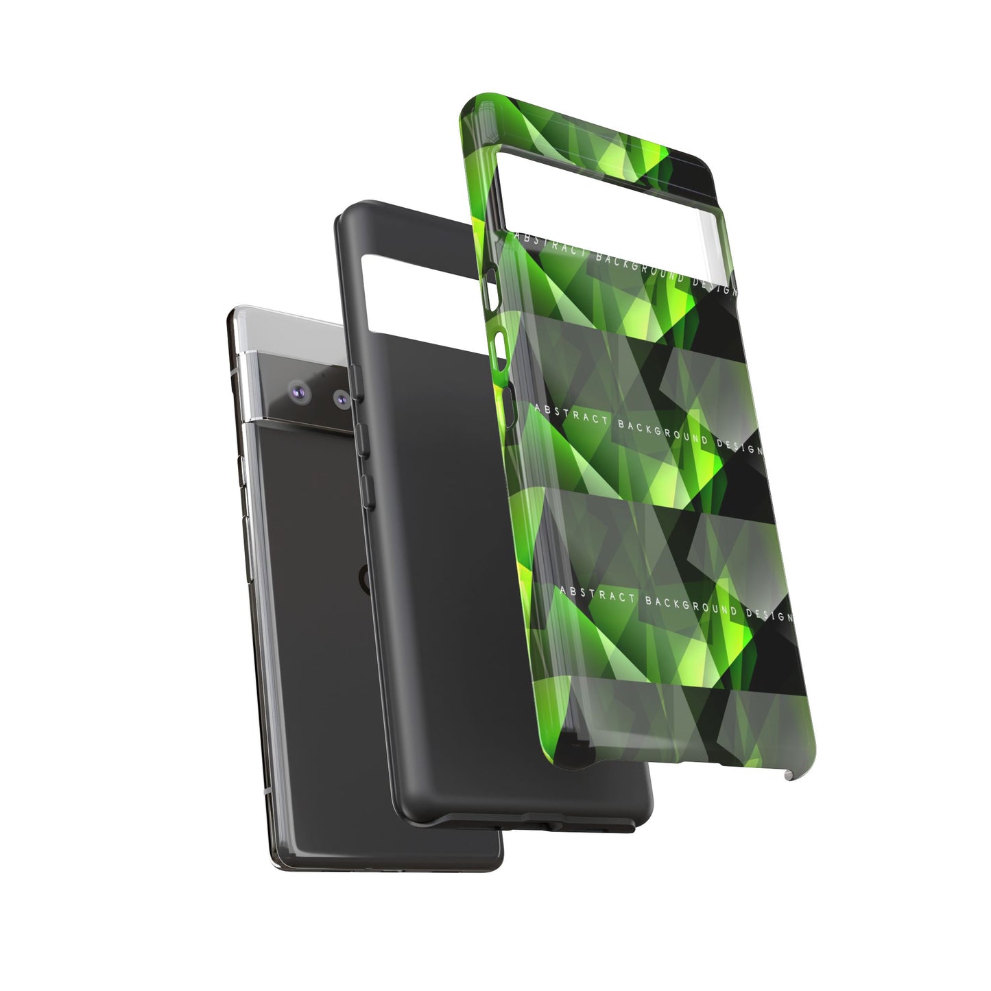 Green Geometric Phone Case — Abstract Triangular Pattern Tough Case