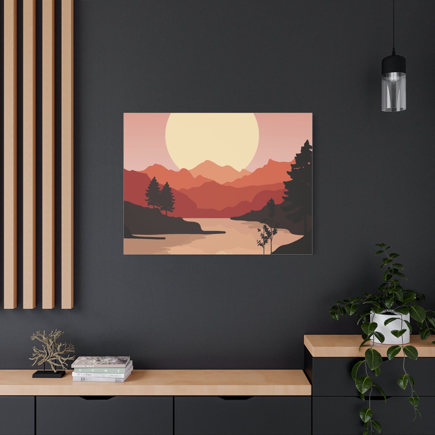 Minimal Mountain Outline Canvas, Stretched Matte, Single-Peak Trail Art | Mountaincore