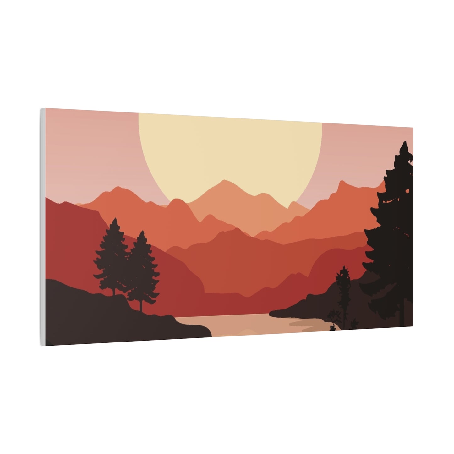 Minimal Mountain Outline Canvas, Stretched Matte, Single-Peak Trail Art | Mountaincore