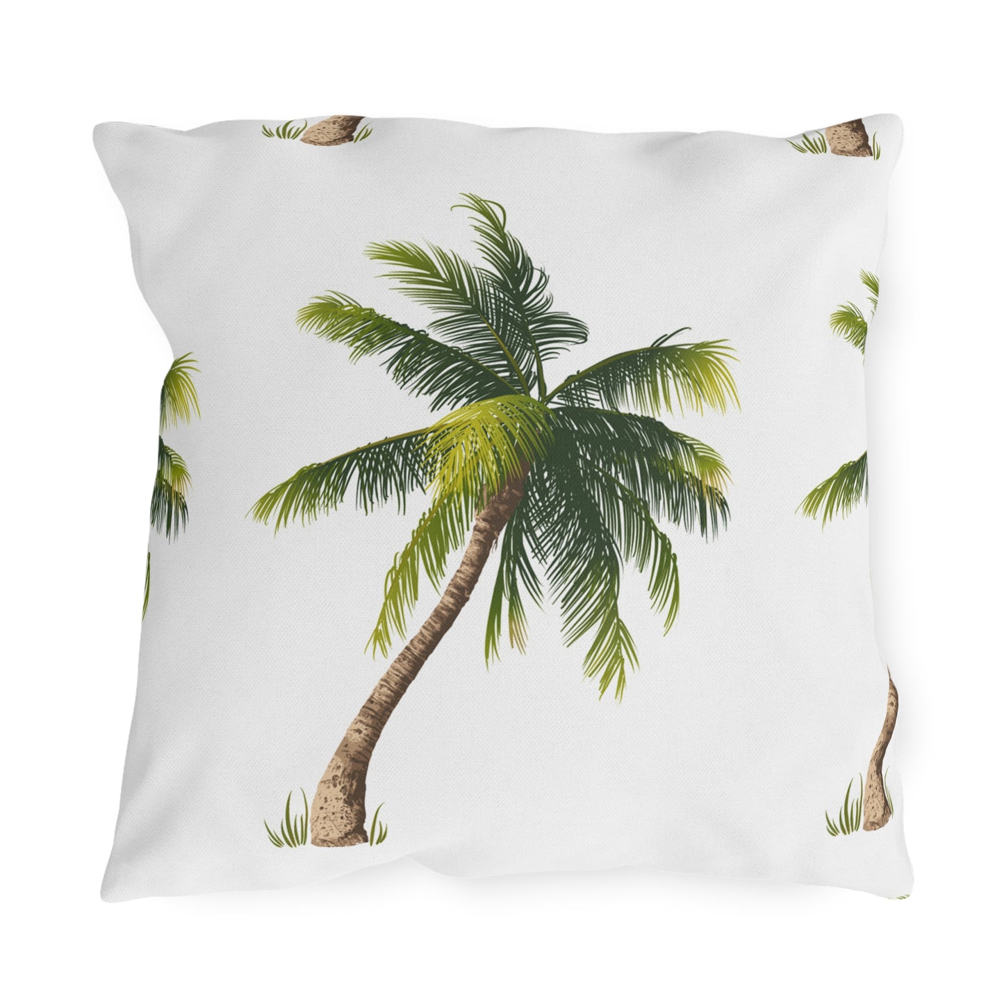 Palm Tree Pattern Outdoor Pillow | Tropical Coastal Patio Cushion
