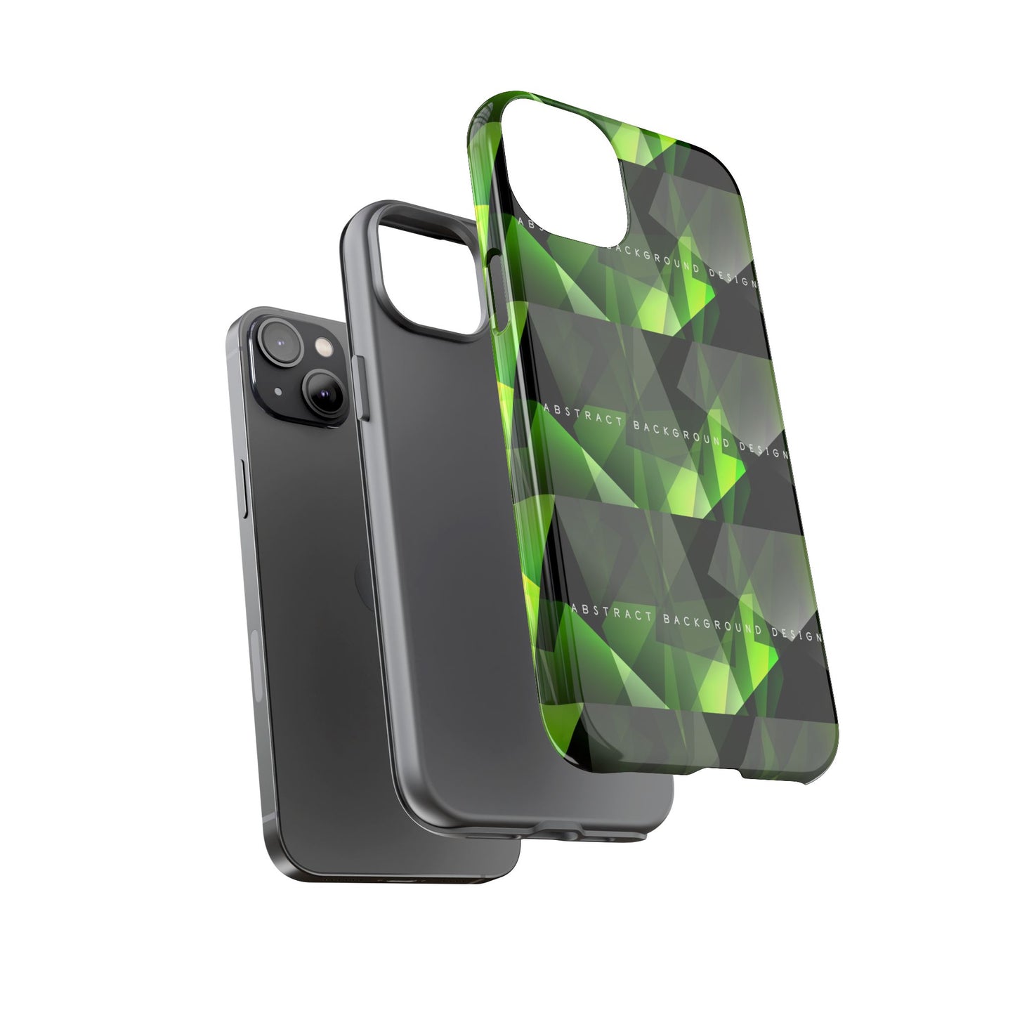 Green Geometric Phone Case — Abstract Triangular Pattern Tough Case