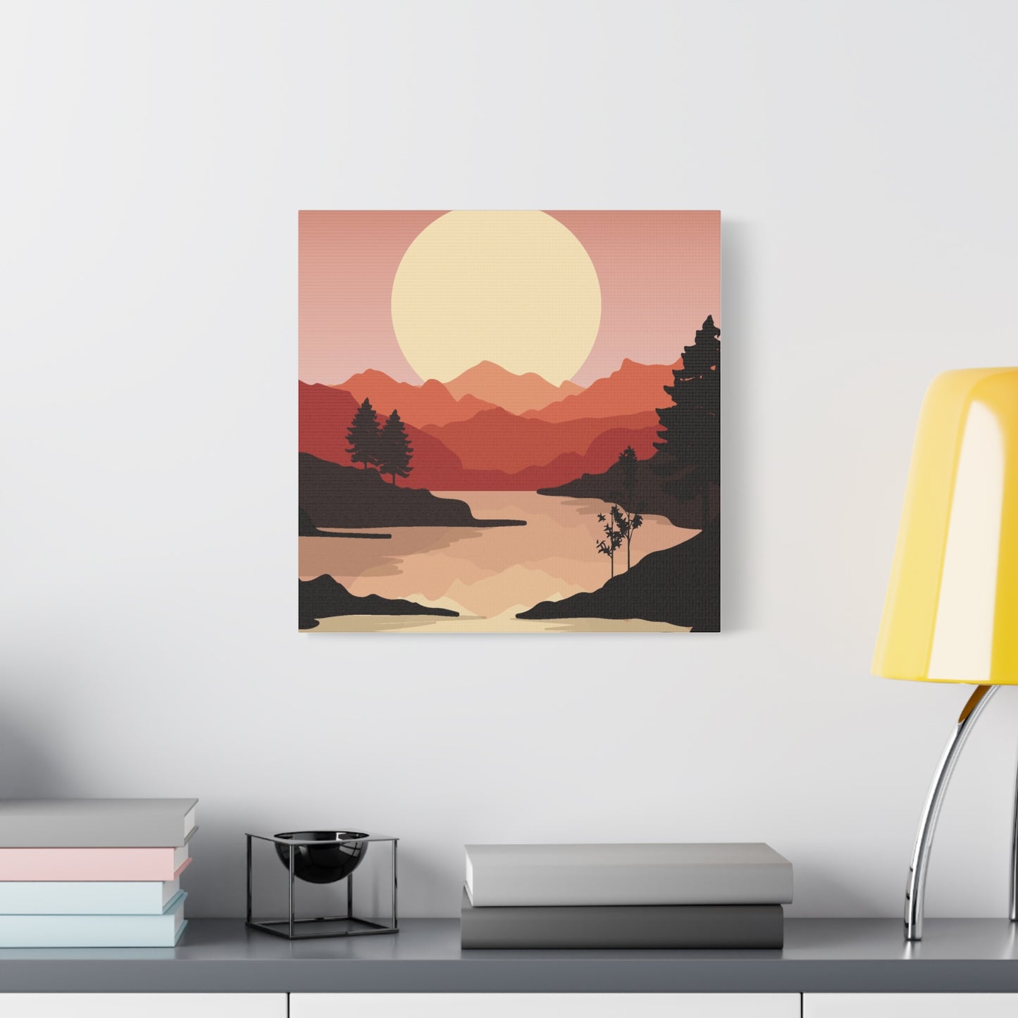 Minimal Mountain Outline Canvas, Stretched Matte, Single-Peak Trail Art | Mountaincore