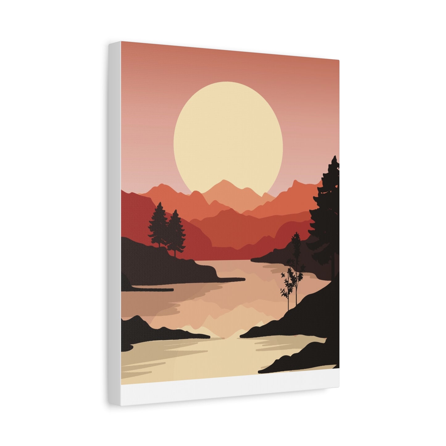 Minimal Mountain Outline Canvas, Stretched Matte, Single-Peak Trail Art | Mountaincore