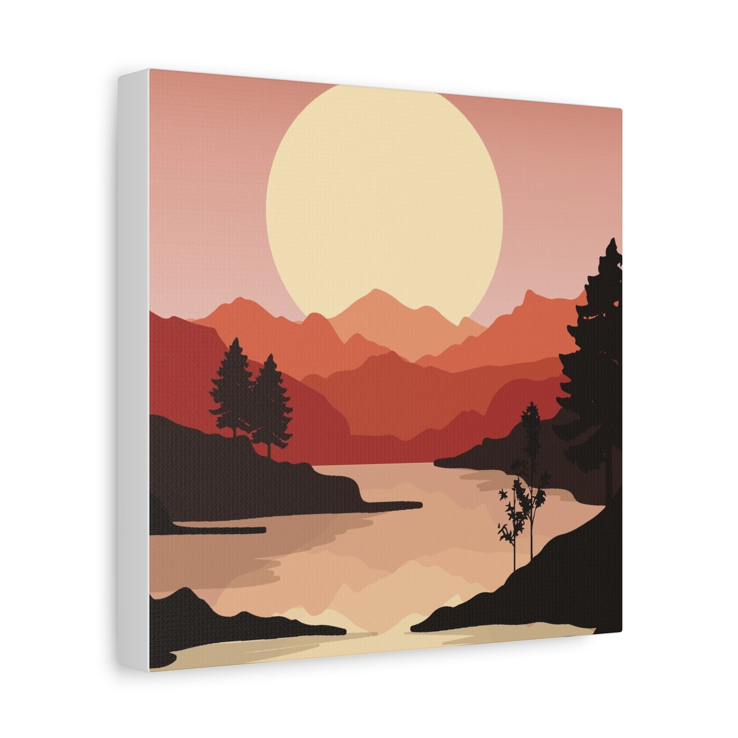 Minimal Mountain Outline Canvas, Stretched Matte, Single-Peak Trail Art | Mountaincore
