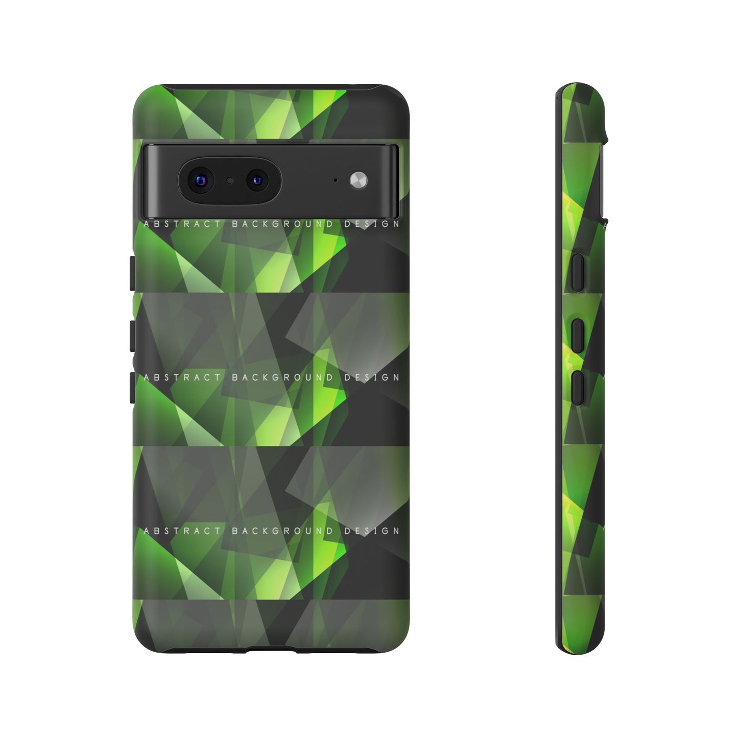 Green Geometric Phone Case — Abstract Triangular Pattern Tough Case