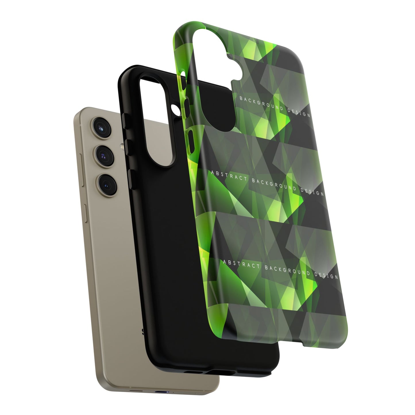 Green Geometric Phone Case — Abstract Triangular Pattern Tough Case