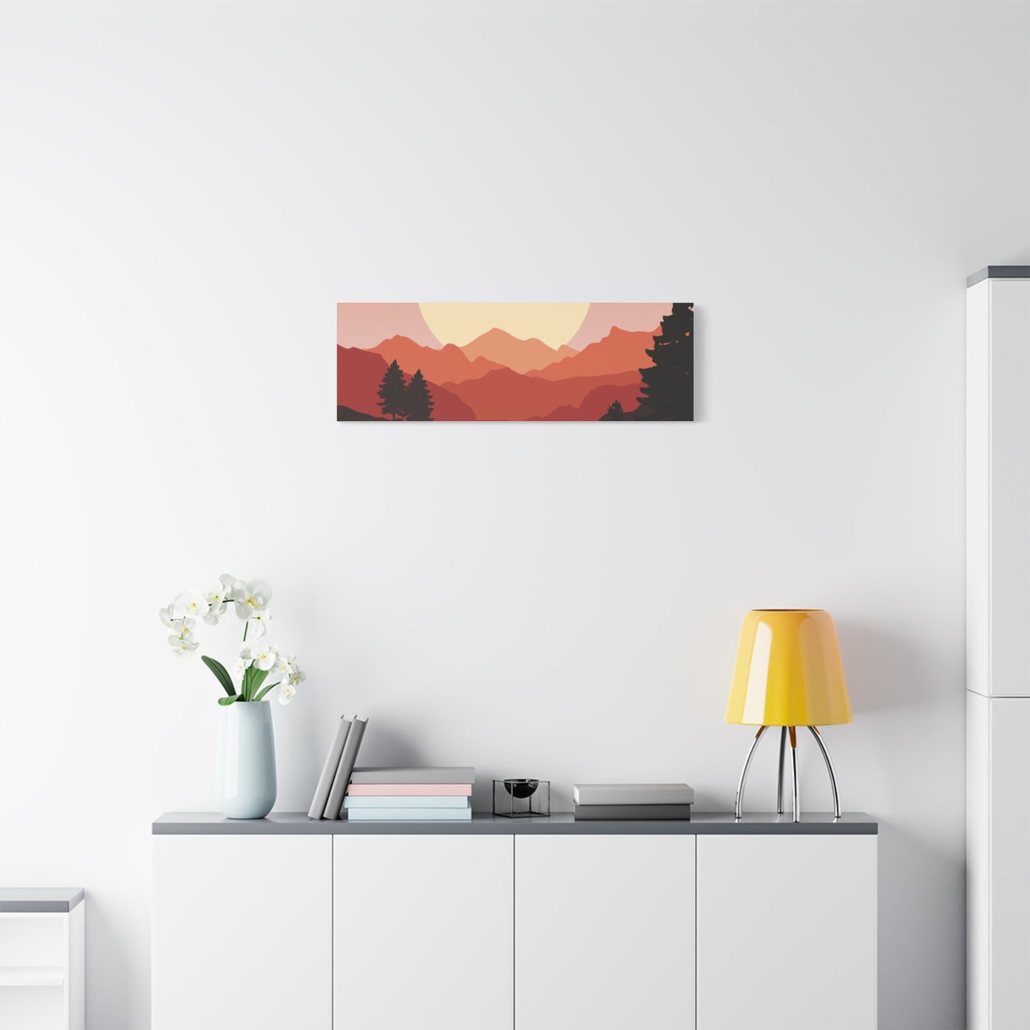 Minimal Mountain Outline Canvas, Stretched Matte, Single-Peak Trail Art | Mountaincore