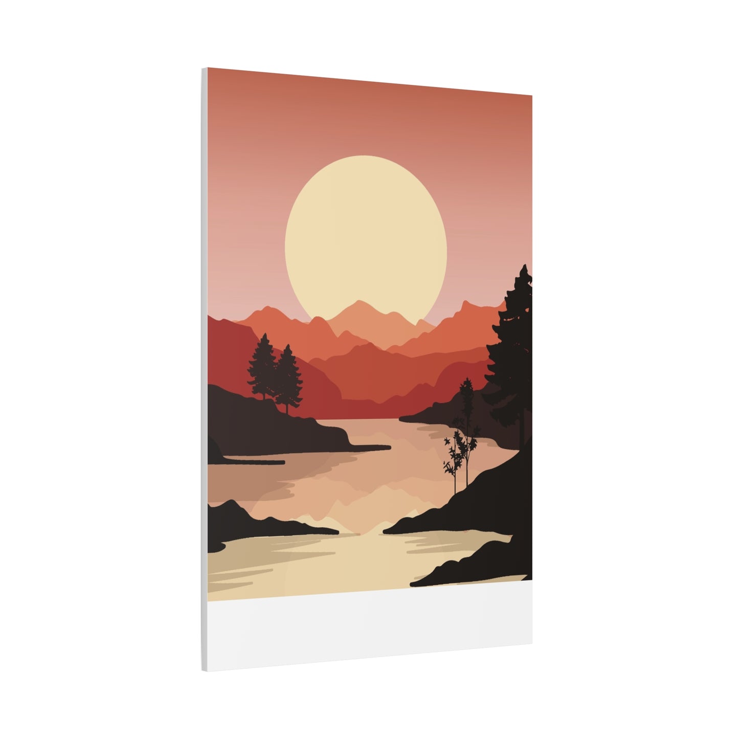 Minimal Mountain Outline Canvas, Stretched Matte, Single-Peak Trail Art | Mountaincore