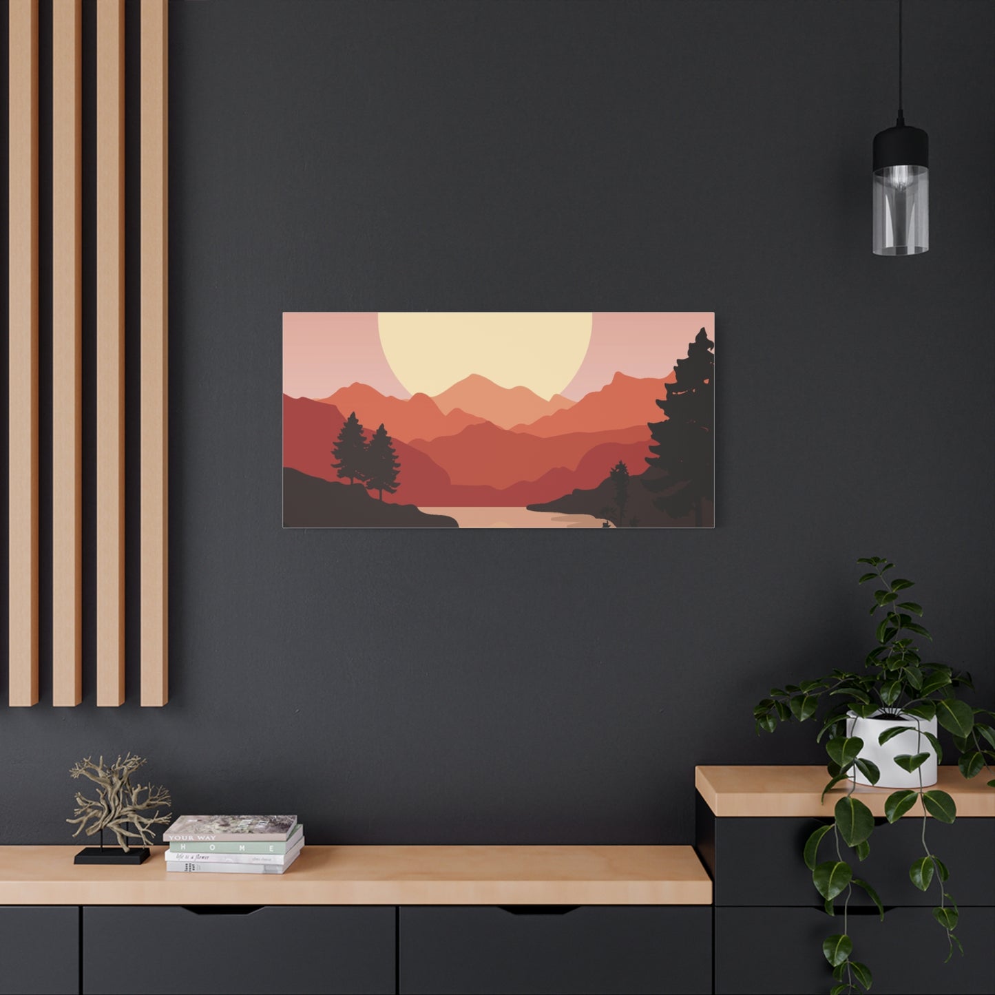 Minimal Mountain Outline Canvas, Stretched Matte, Single-Peak Trail Art | Mountaincore