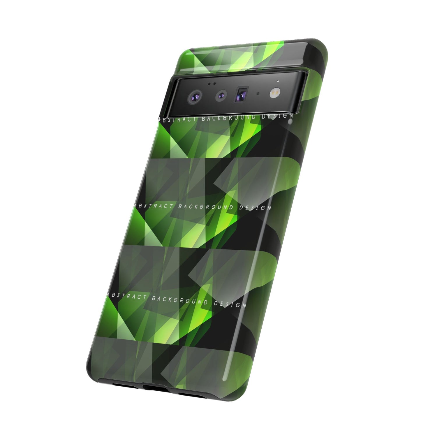 Green Geometric Phone Case — Abstract Triangular Pattern Tough Case