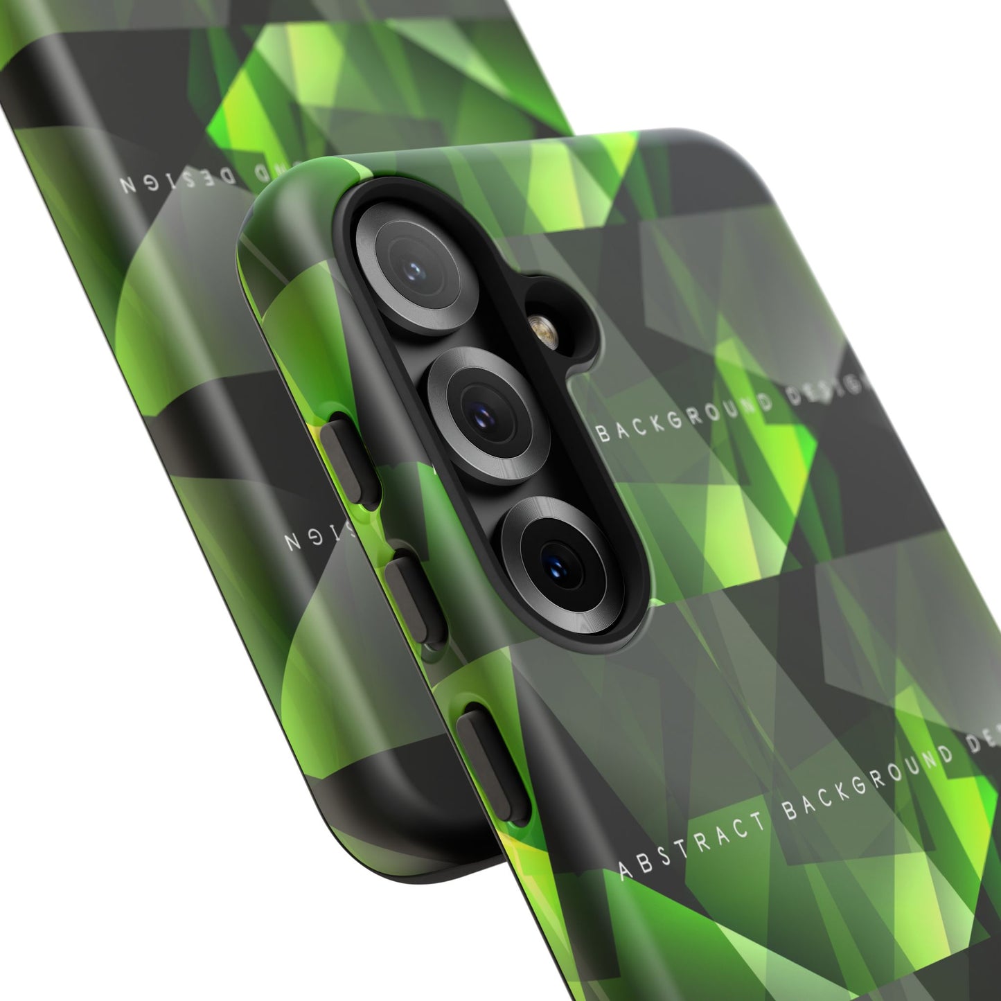 Green Geometric Phone Case — Abstract Triangular Pattern Tough Case