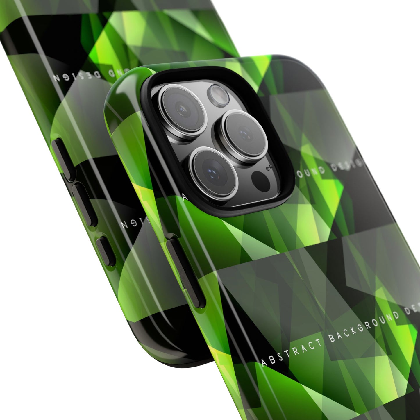 Green Geometric Phone Case — Abstract Triangular Pattern Tough Case