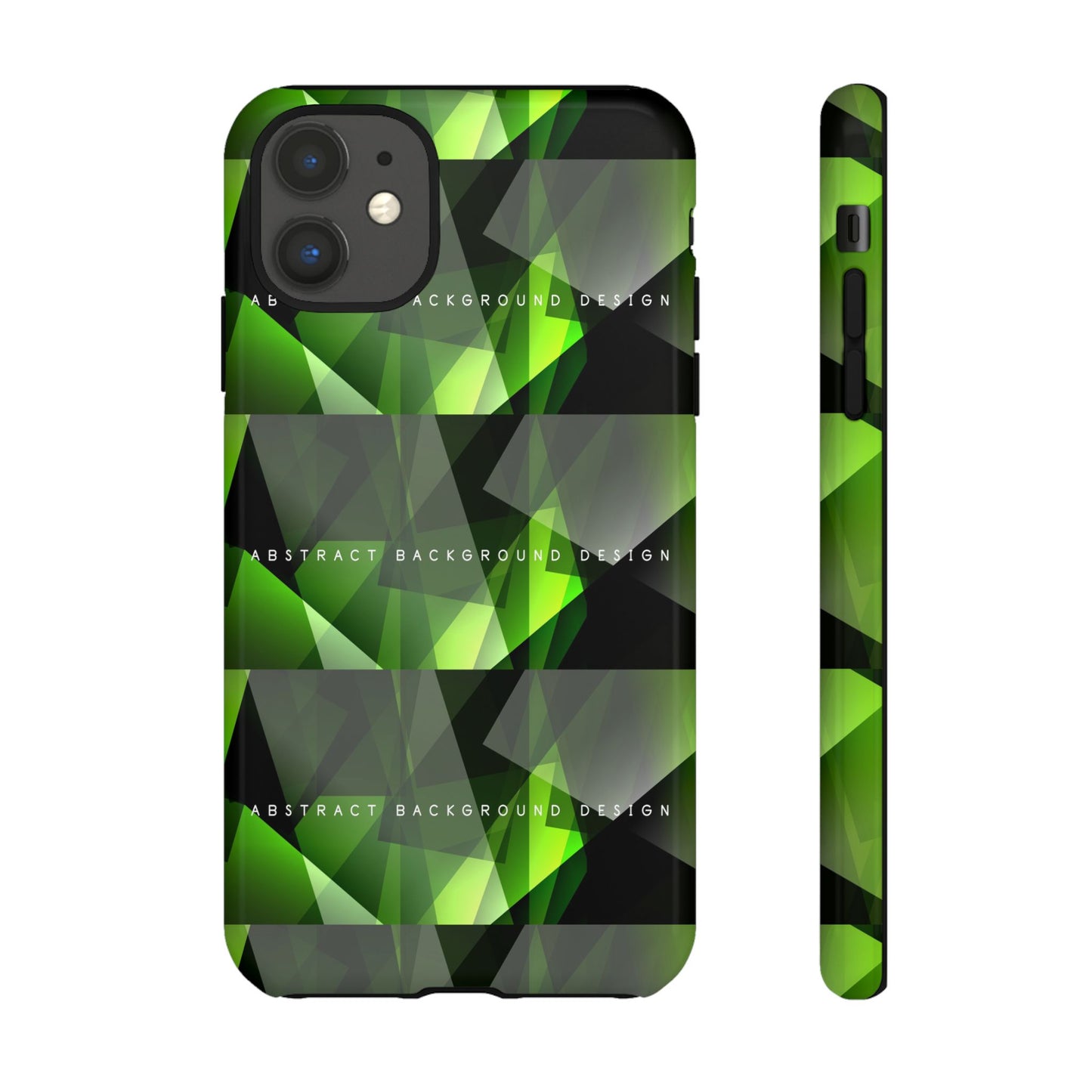 Green Geometric Phone Case — Abstract Triangular Pattern Tough Case