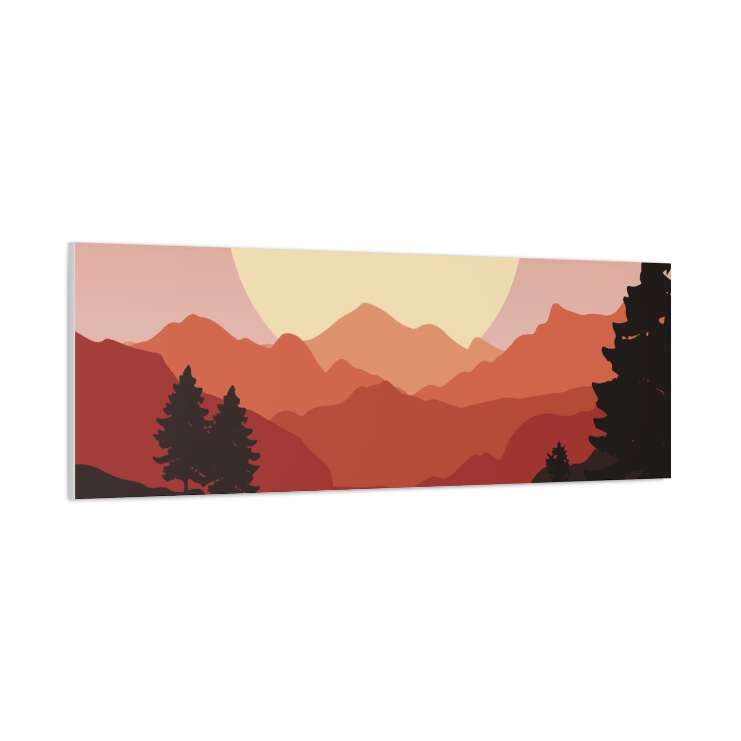 Minimal Mountain Outline Canvas, Stretched Matte, Single-Peak Trail Art | Mountaincore