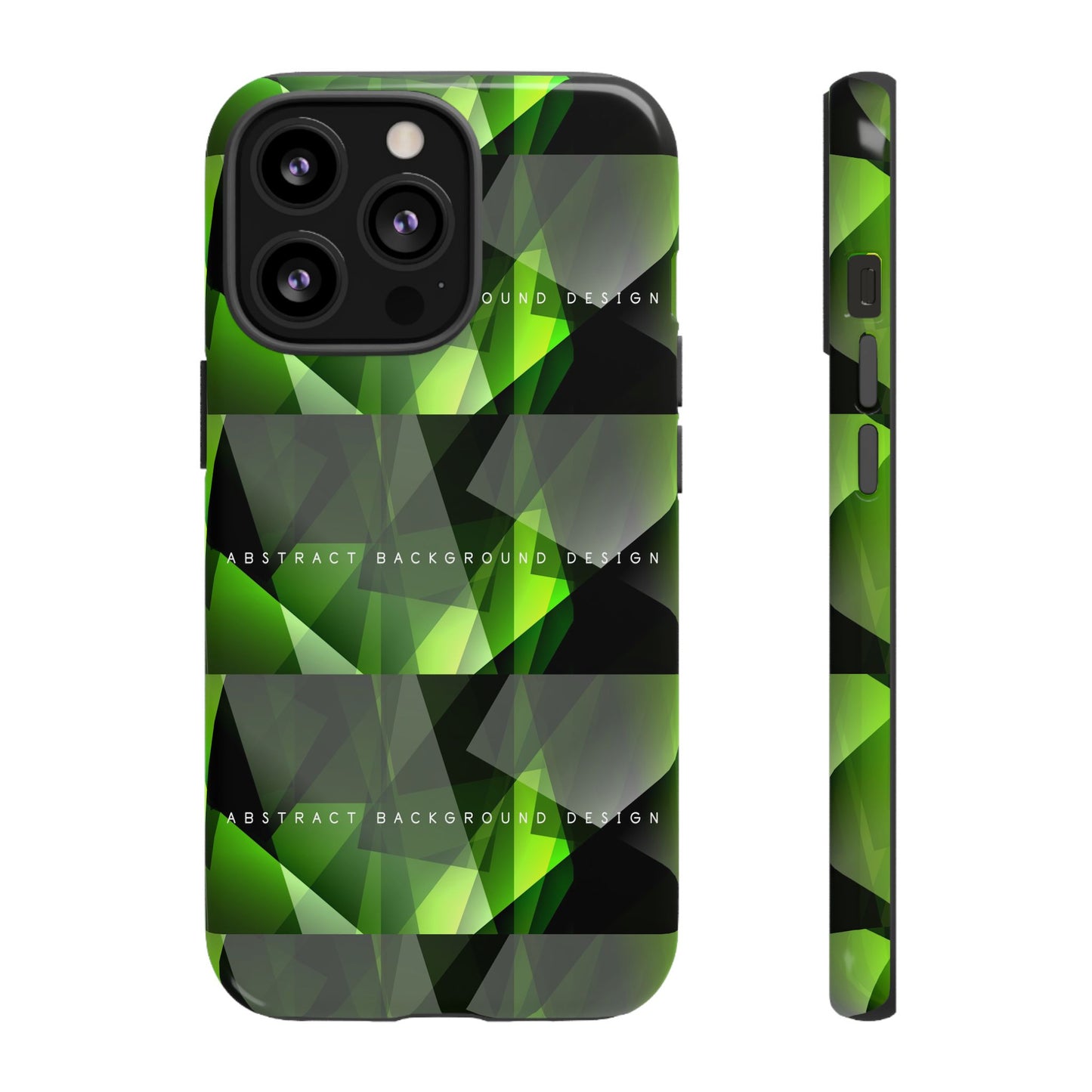 Green Geometric Phone Case — Abstract Triangular Pattern Tough Case