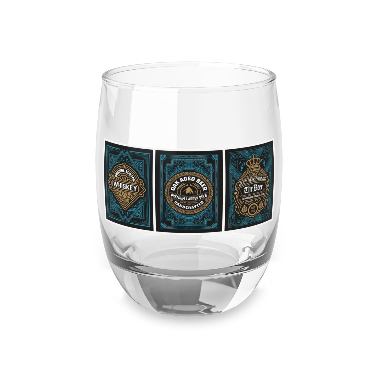 Vintage Whiskey Label Stemless Glass — Old Bourbon & Aged Barrel Design