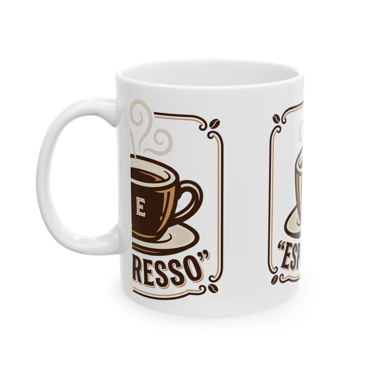 Espresso Cup Illustration Mug | Coffee Shop Retro Logo Ceramic Mug